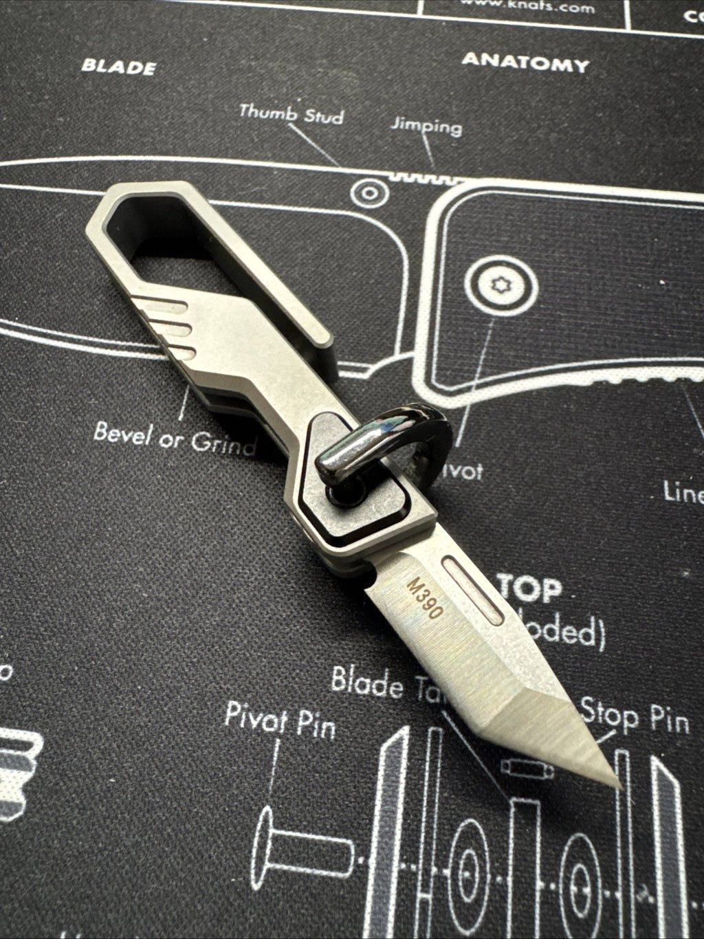 Ketuo Mini Keychain Folding Knife 1" M390 Steel Tanto Blade Titanium Handle