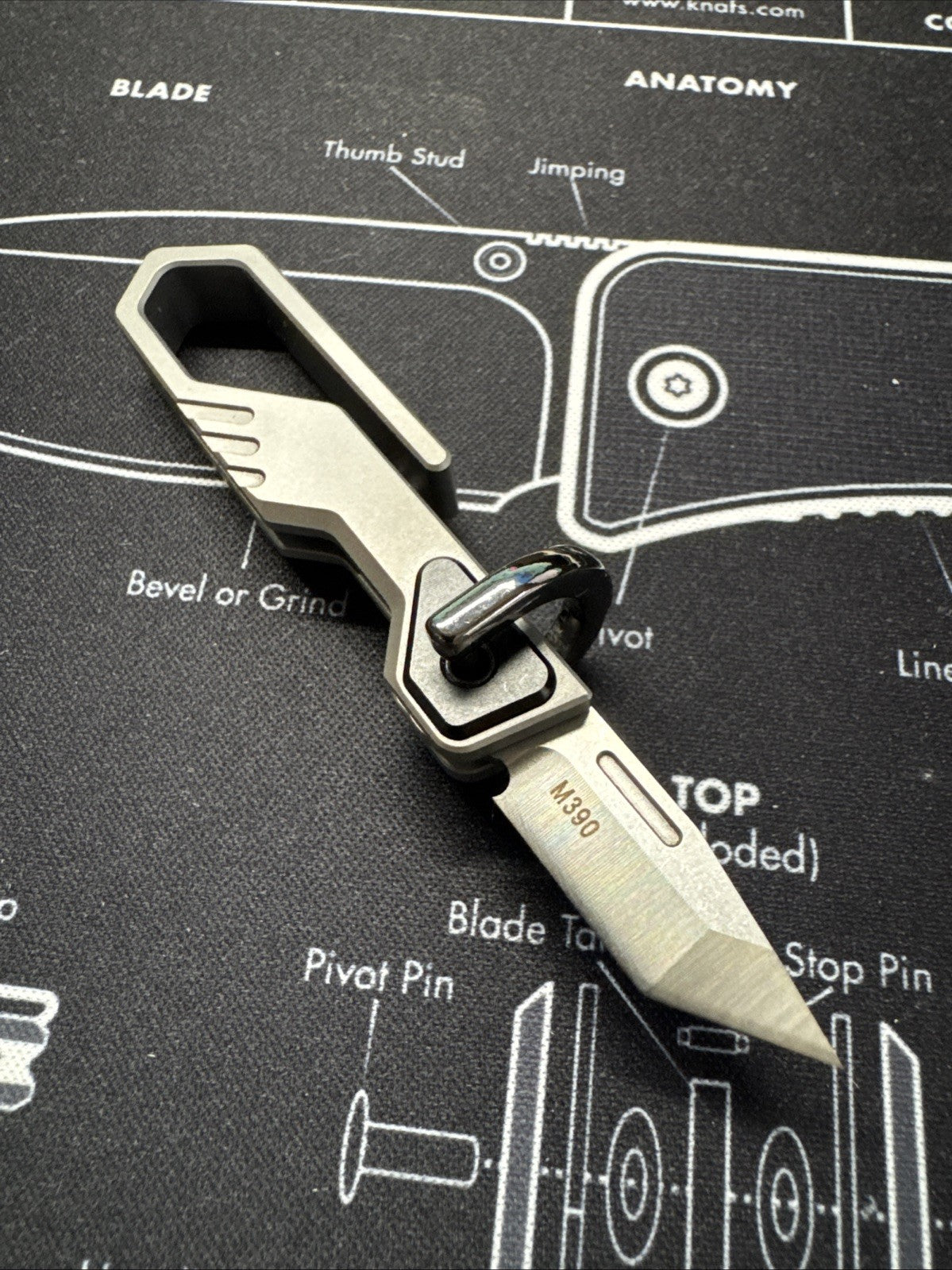 Ketuo Mini Keychain Folding Knife 1" M390 Steel Tanto Blade Titanium Handle