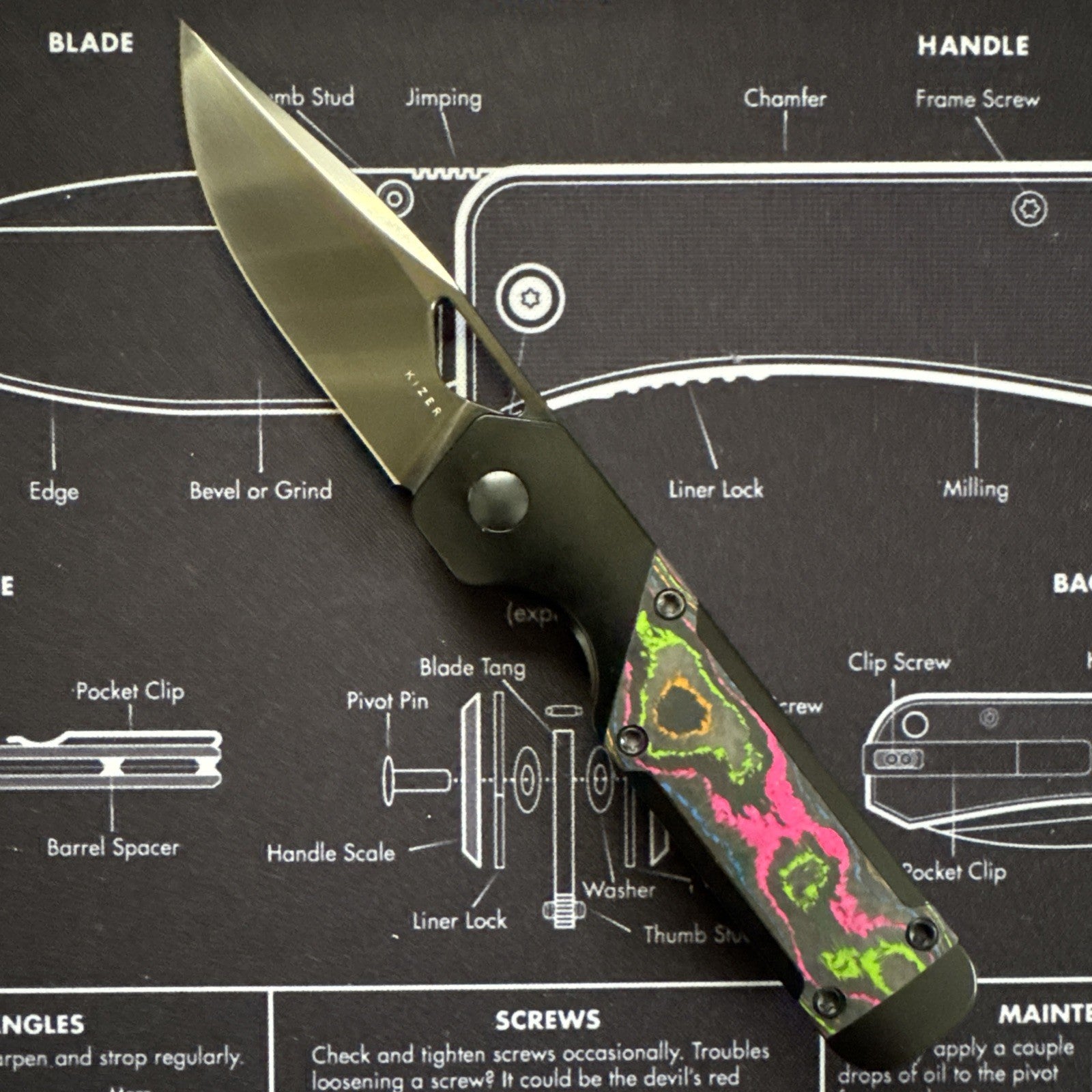 Kizer Mini Militaw 80s Camo Carbon Fiber