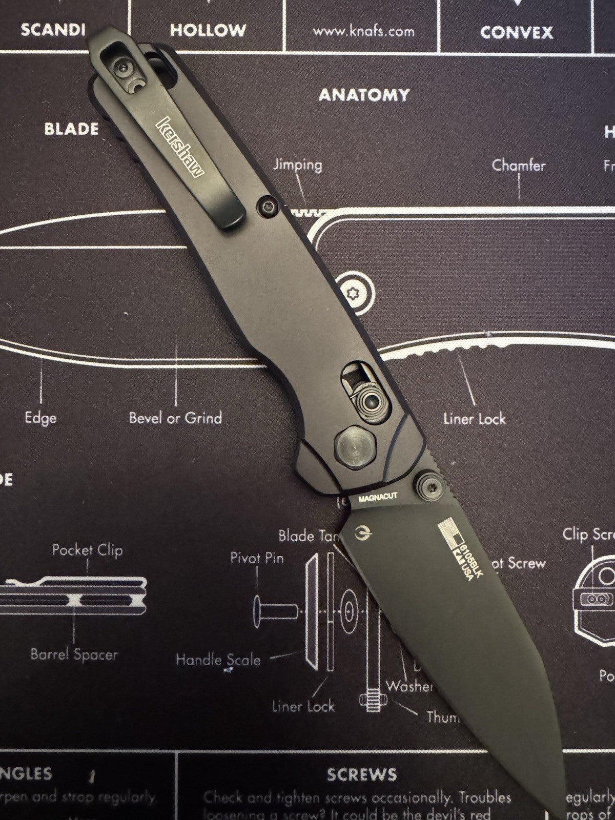 Kershaw Bel Air 6105BLK MAGNACUT Reverse Tanto Axis Lock Black Aluminum Handle