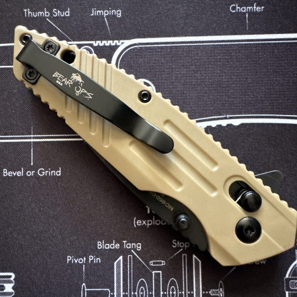 Bear & Son Rancor IX Slide Lock Flipper Knife 4-3/8" Blade - Desert Sand