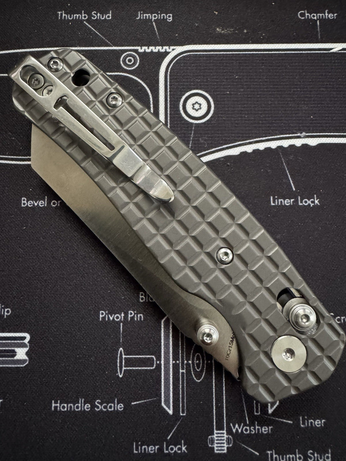 Cicada's Wing Bar Lock Knife Frag Pattern Gray PVD Stainless 10CR15MOV