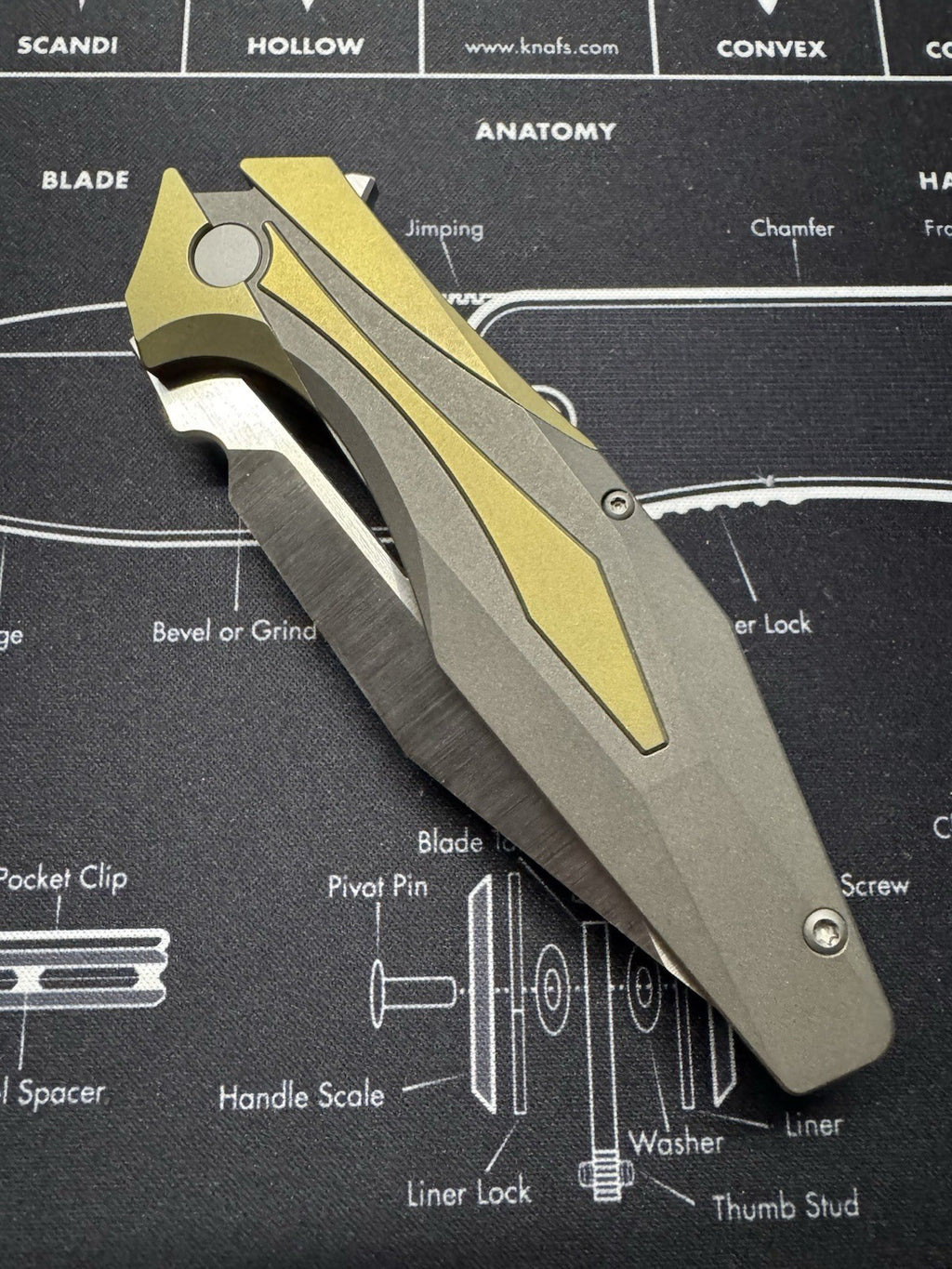 Arcane Design x Isham Bladeworks PLEXUS Knife Bronze/Gray Ti (3.5" Satin)