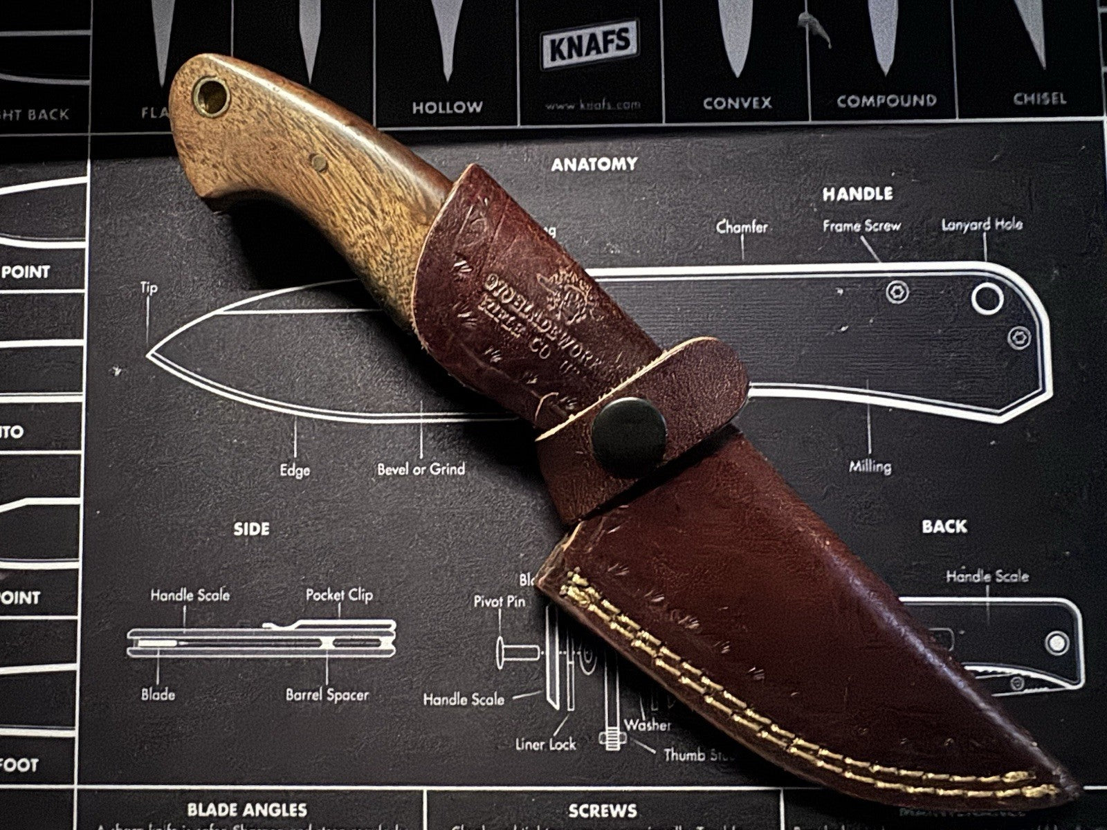 970 Bladeworks Handmade Hand Forged Hunting Knife Wood Handle w/ Sheath