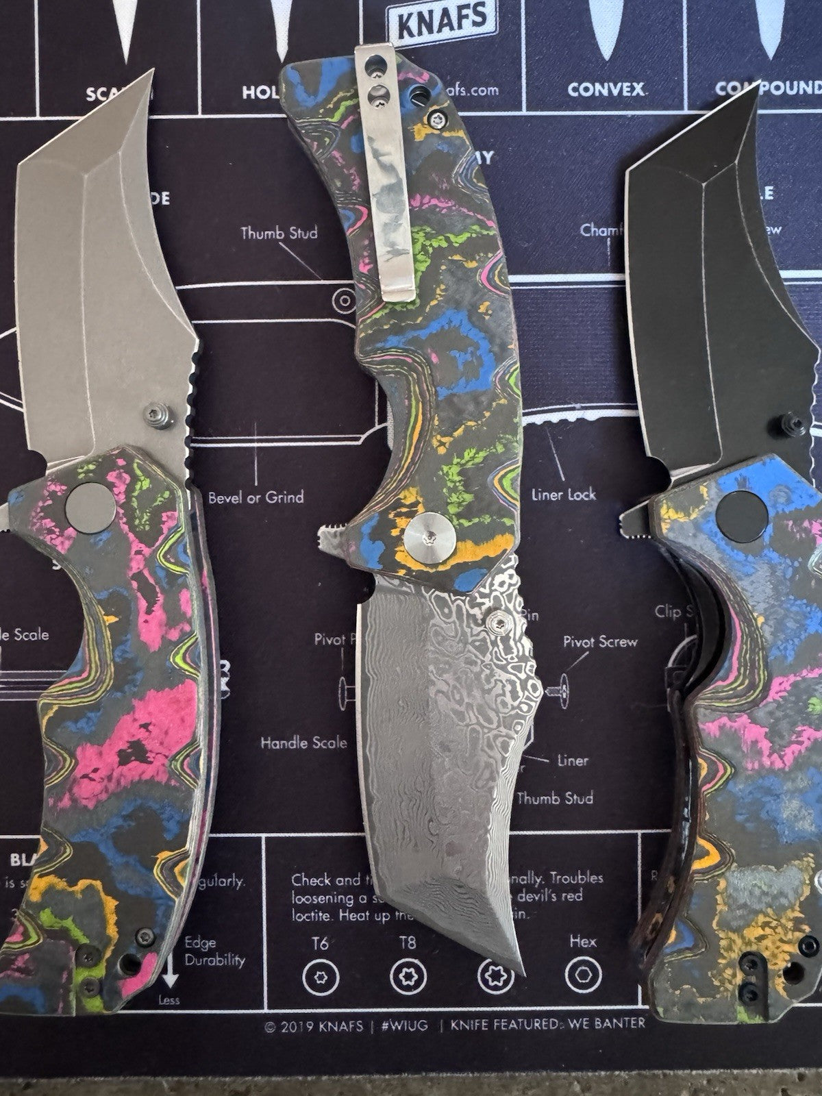 Ground Zero Set Of 3 Knives -  80s Camo Carbon