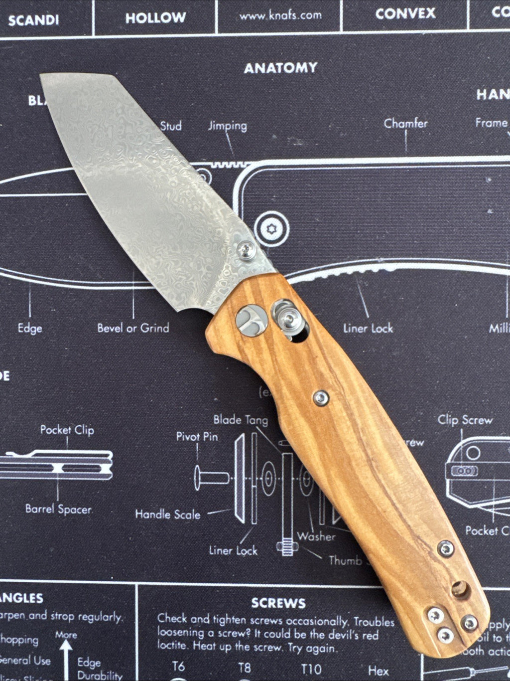 Bestechman Cicada's Wing Crossbar Lock Olive Wood Folding Damascus Knife MK06W2