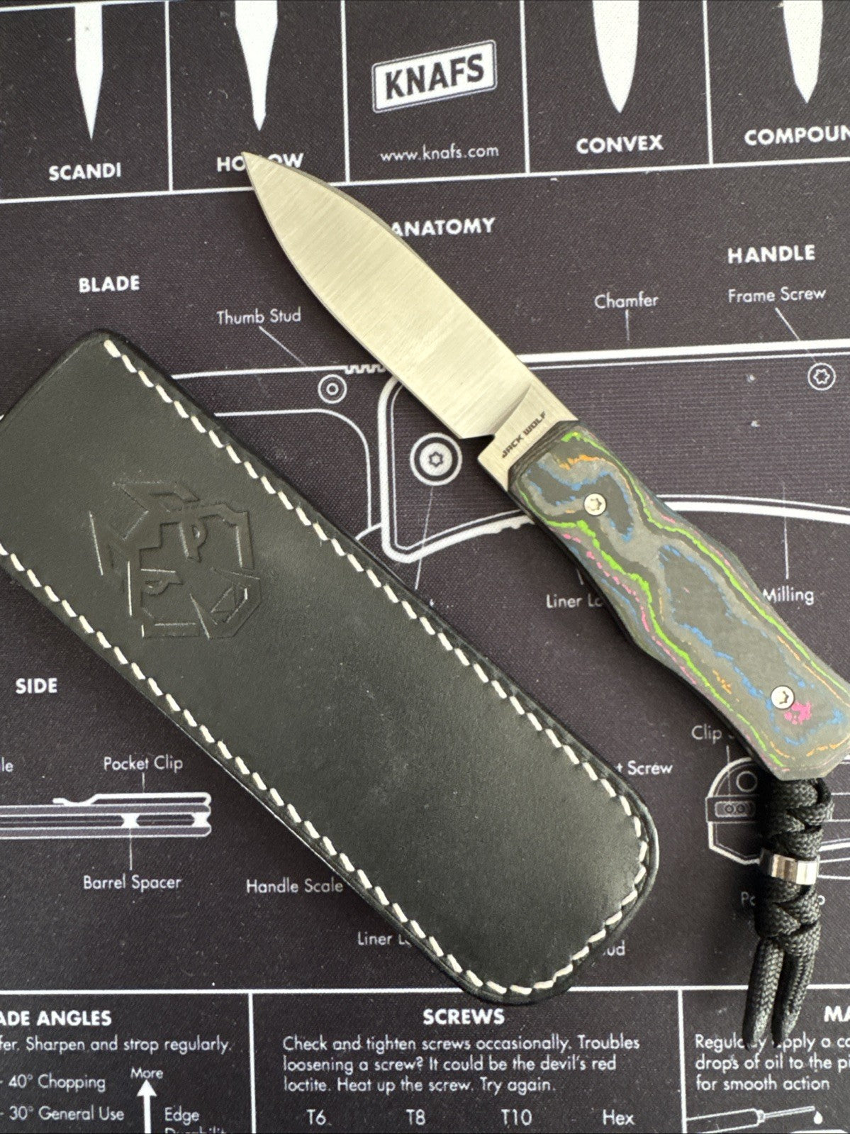 TVC7639 Jack Wolf Knives Vampire Camo Carbon 3" Fixed EDC Knife