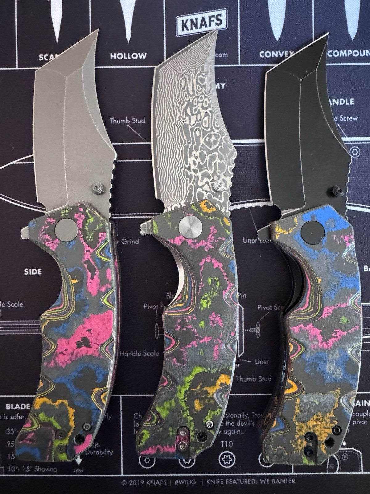 Ground Zero Set Of 3 Knives -  80s Camo Carbon