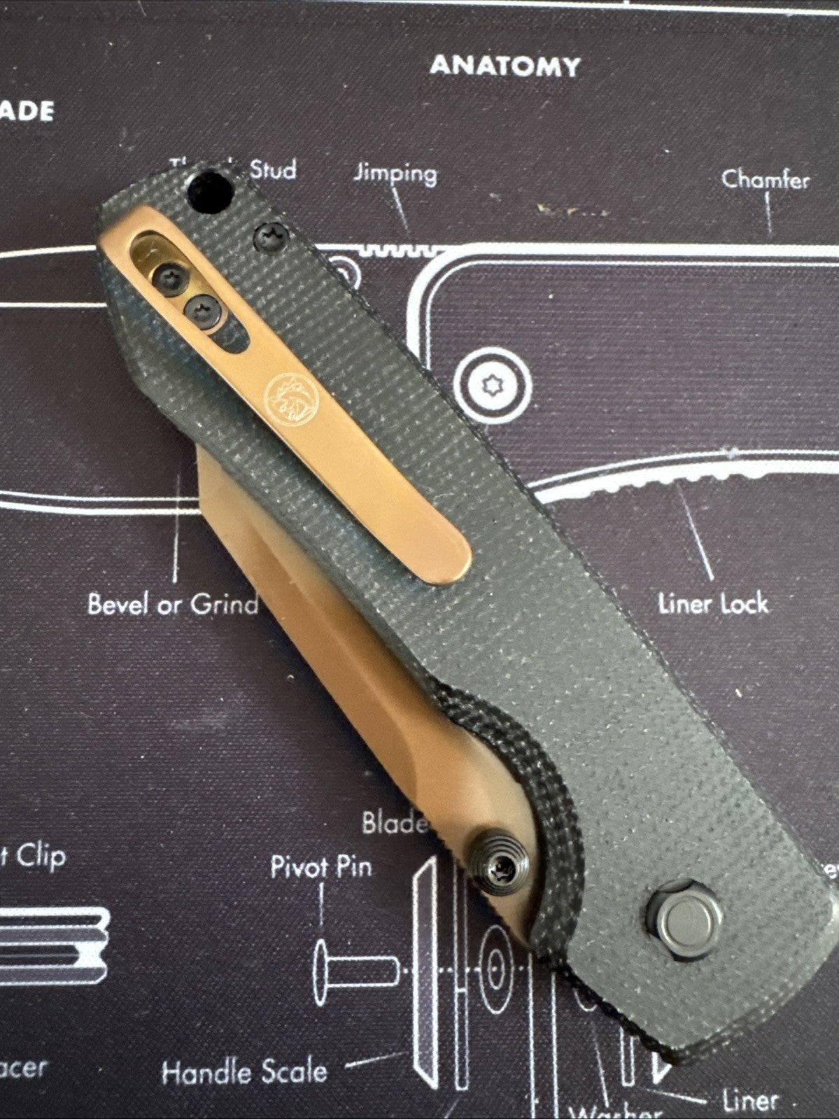 Vosteed Raccoon 2.0 Copper Dune Black Micarta Handle Folding Knife