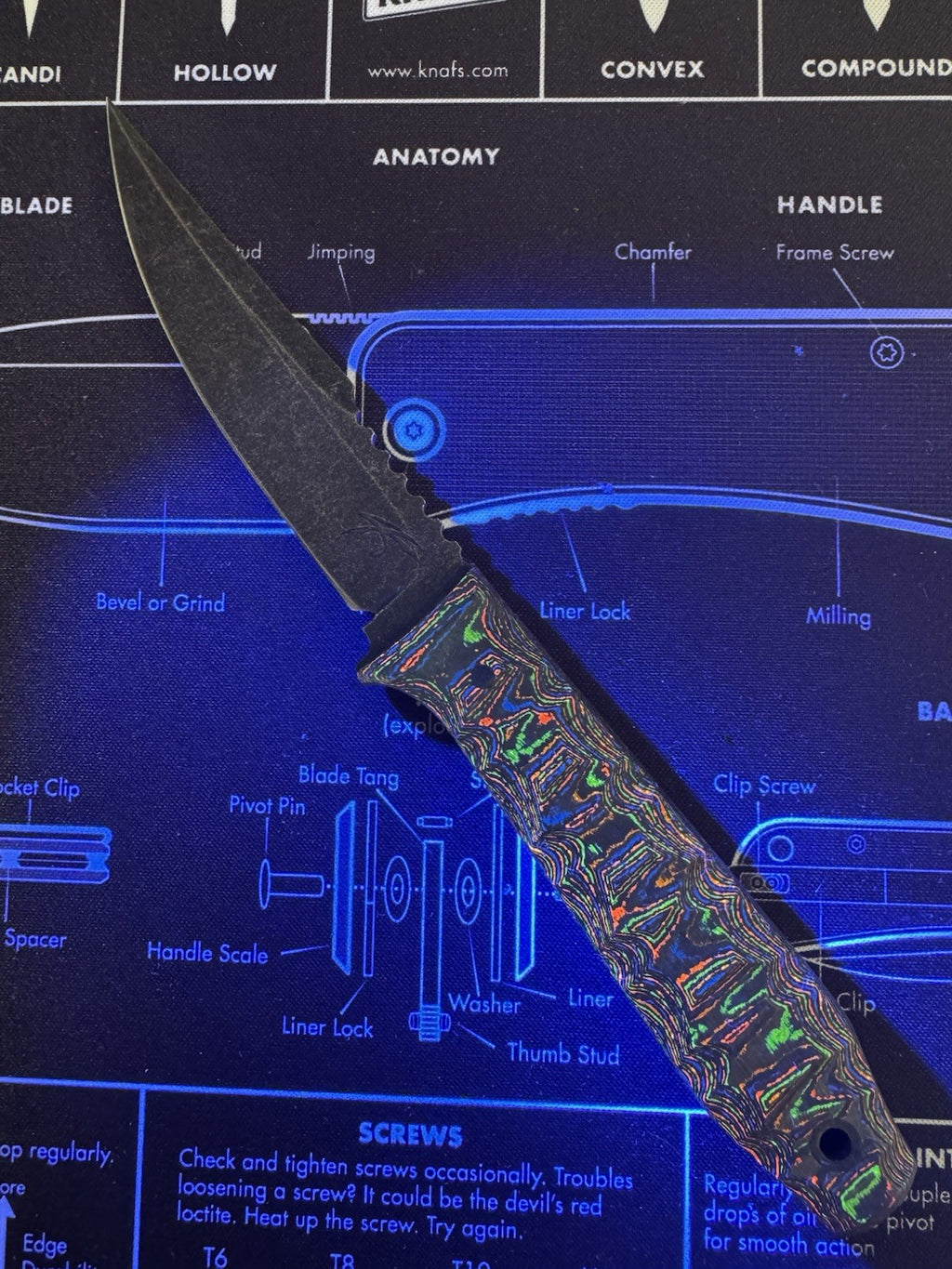 Jason Knight Mini Coffin Bowie 80’s Camo Carbon / Sheath Signed By Jason Knight