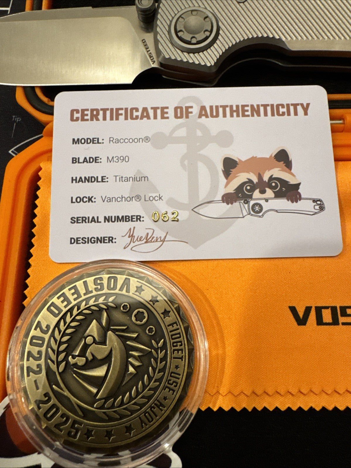 Vosteed Raccoon V - M390 - Titanium - Satin Blade  #62 Of #250