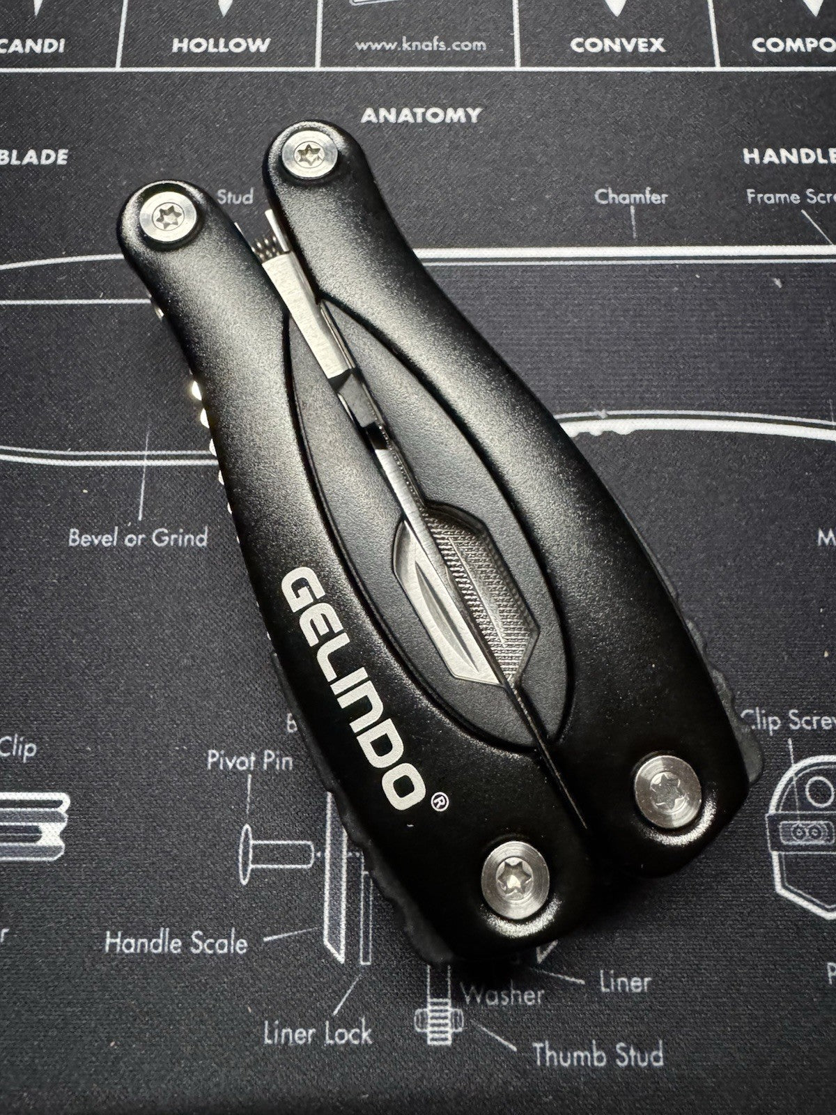 Gelindo Premium Multi Tool Pocket Knife Black With Case Pliers Saw File