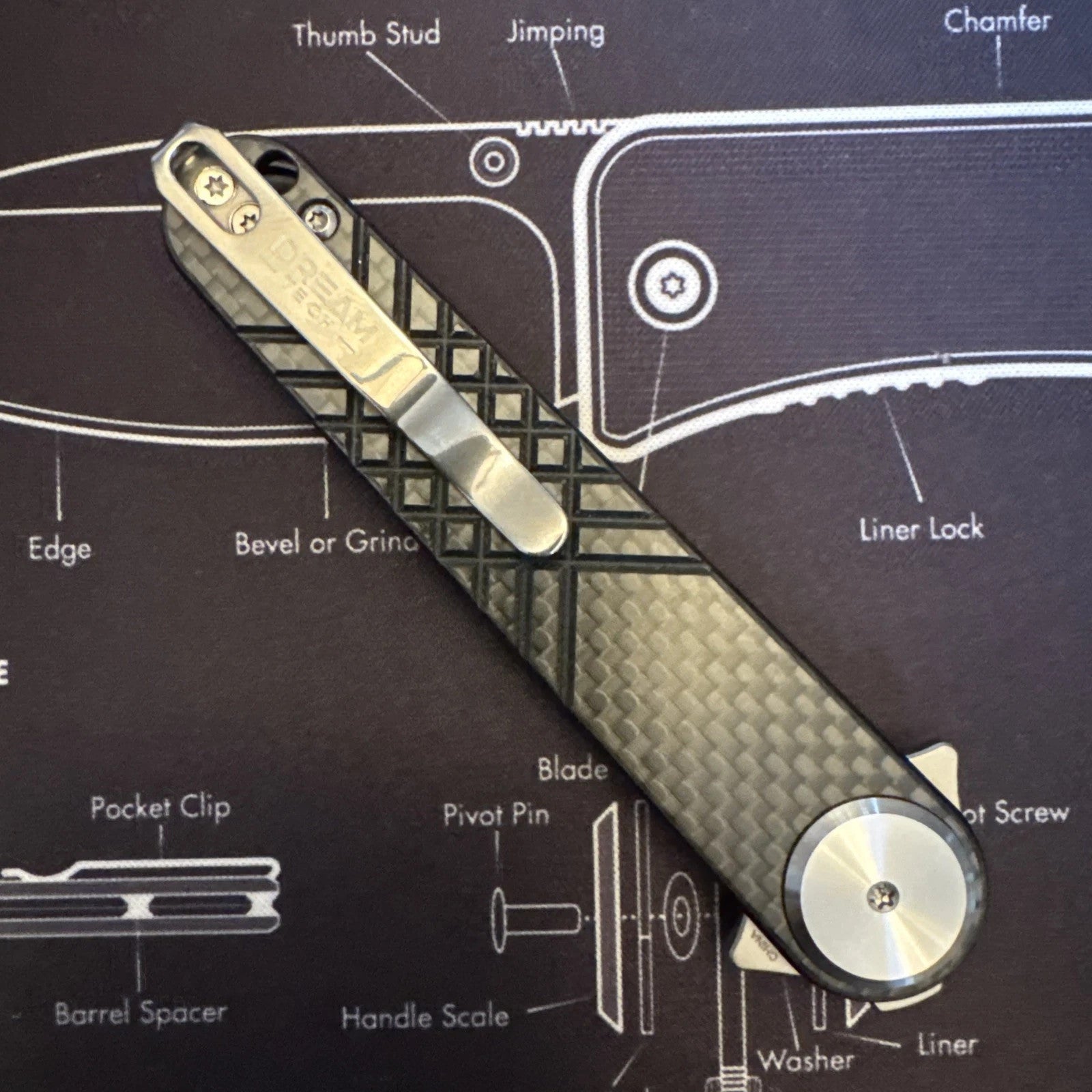 Dreamtech Carbon Fiber, 14c28n Blade, Dagger, Model : D4052 (Discontinued)