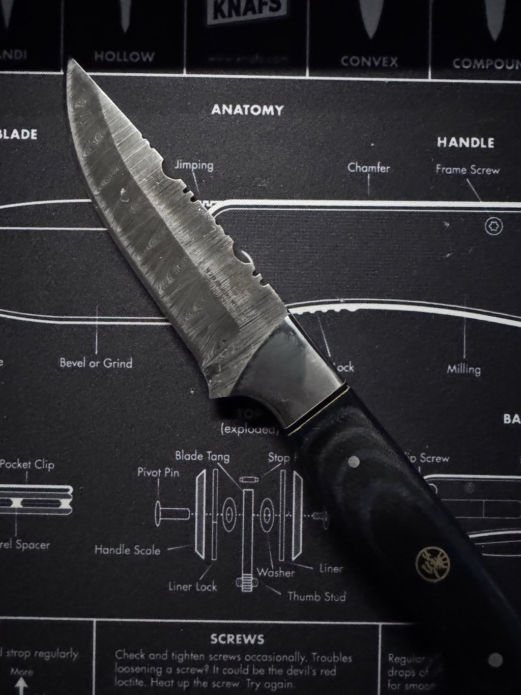 970 Blade Works Hand Made Hand Forged Damascus Steel Fixed Blade With Sheath