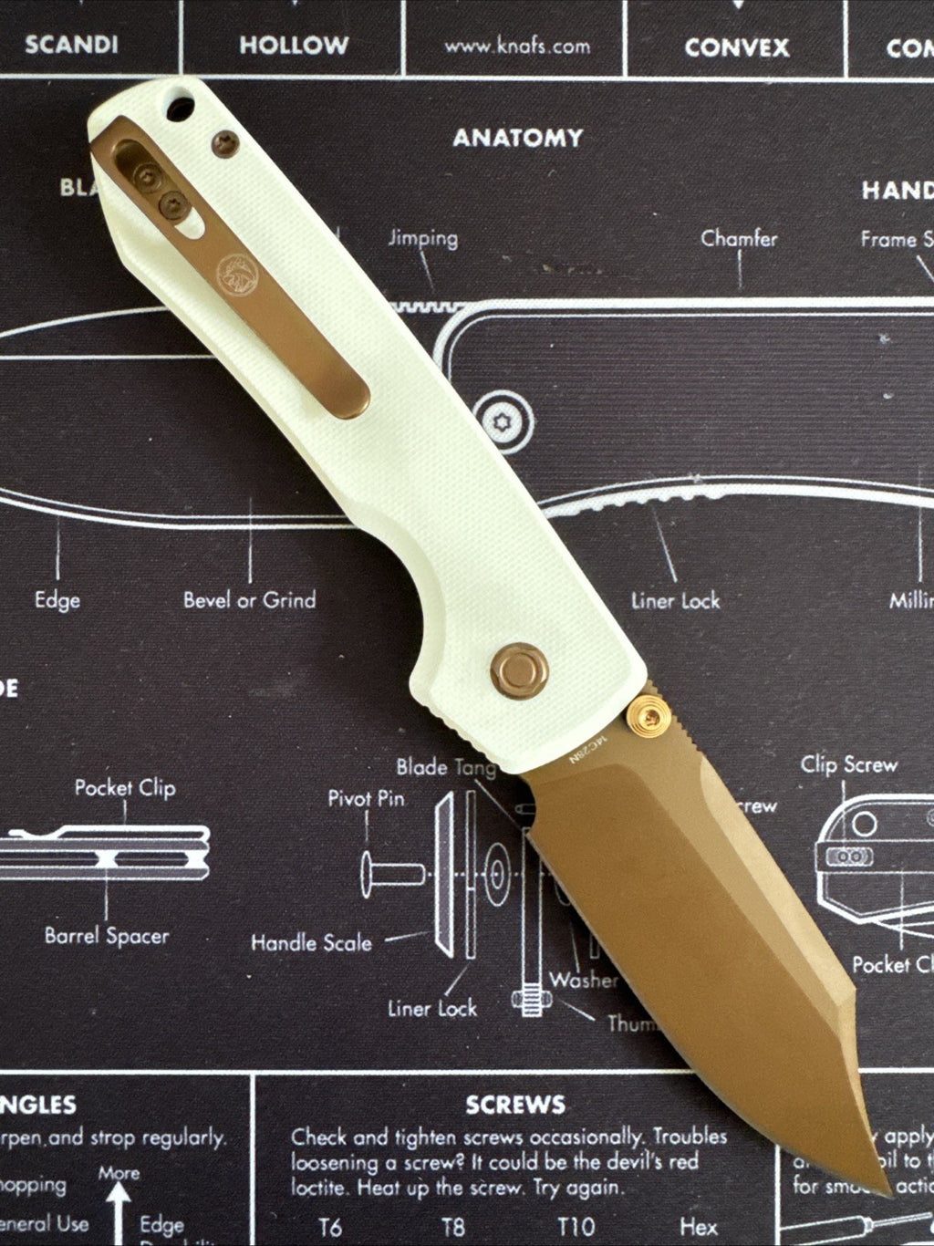 Vosteed Raccoon 2.0 Copper Dune White G10 Handle Folding Knife