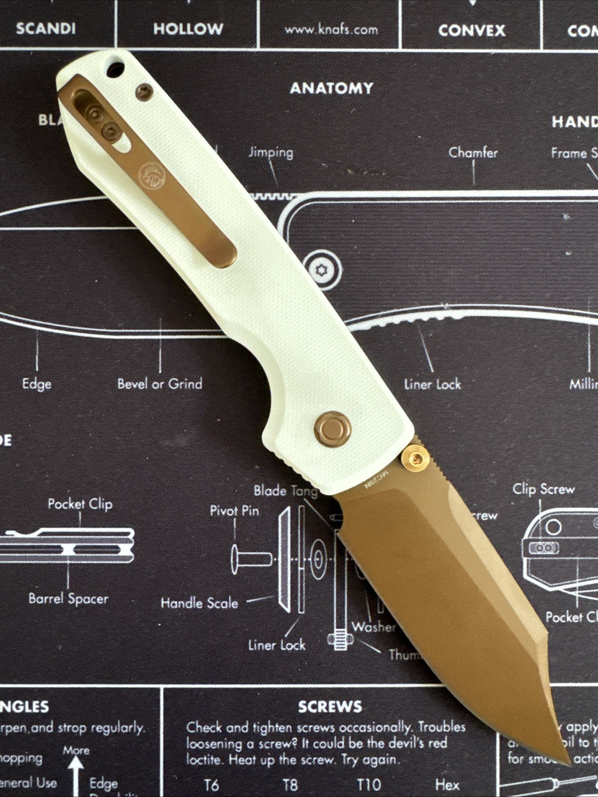 Vosteed Raccoon 2.0 Copper Dune White G10 Handle Folding Knife