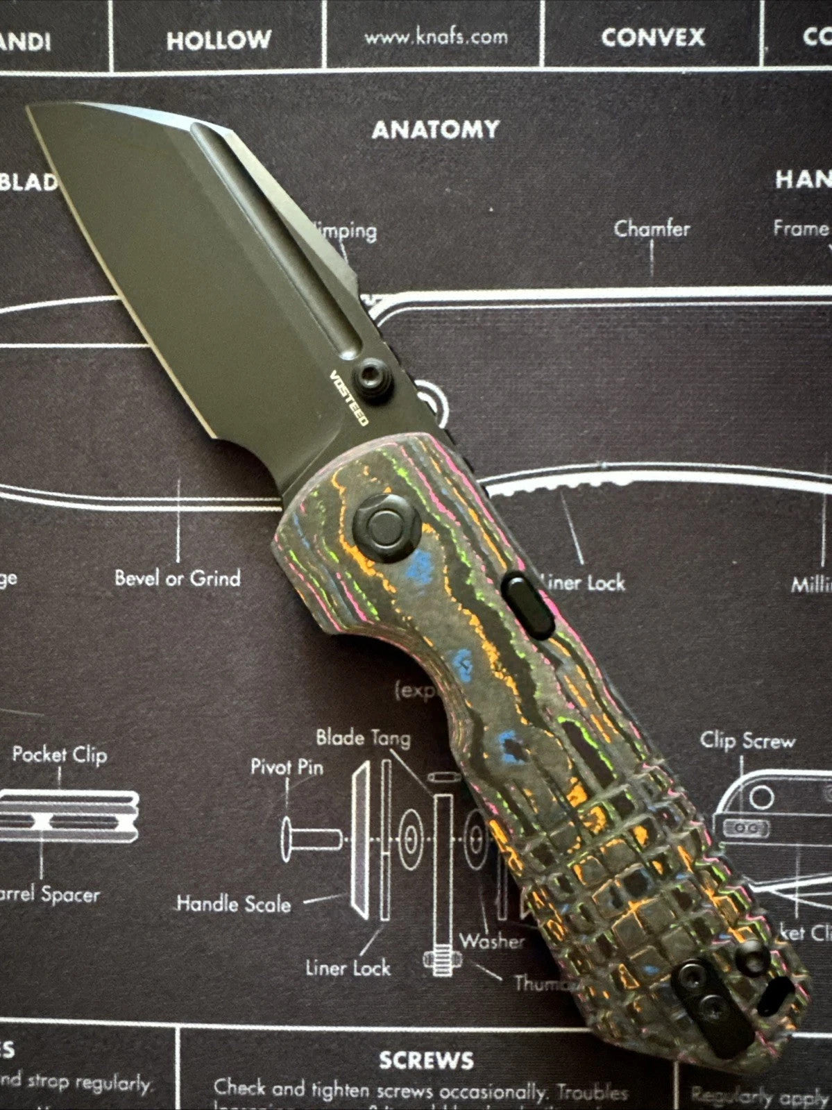 Vosteed Hedgehog - 80s Camo Carbon - Black Stonewash M390 - BR OP Exclusive
