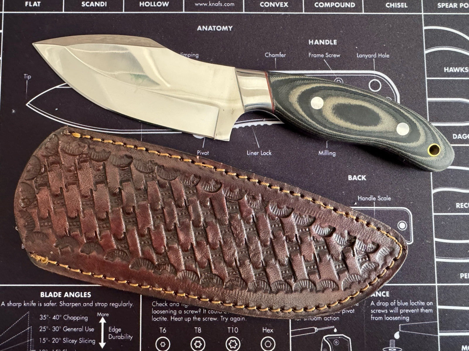 Gift-Ready 8.9" Damascus / Steel Knife Full Tang Hunt it Hunt + Leather Sheath