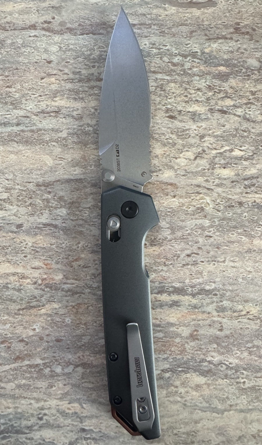 Kershaw Iridium DuraLock Gray 3" D2 Stainless Aluminum Folding Knife 2038ST