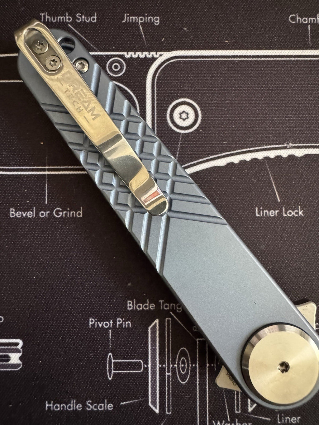 Shot Show Prototype / demo Dreamtech Blue Titanium, 14c28n Blade, Dagger,