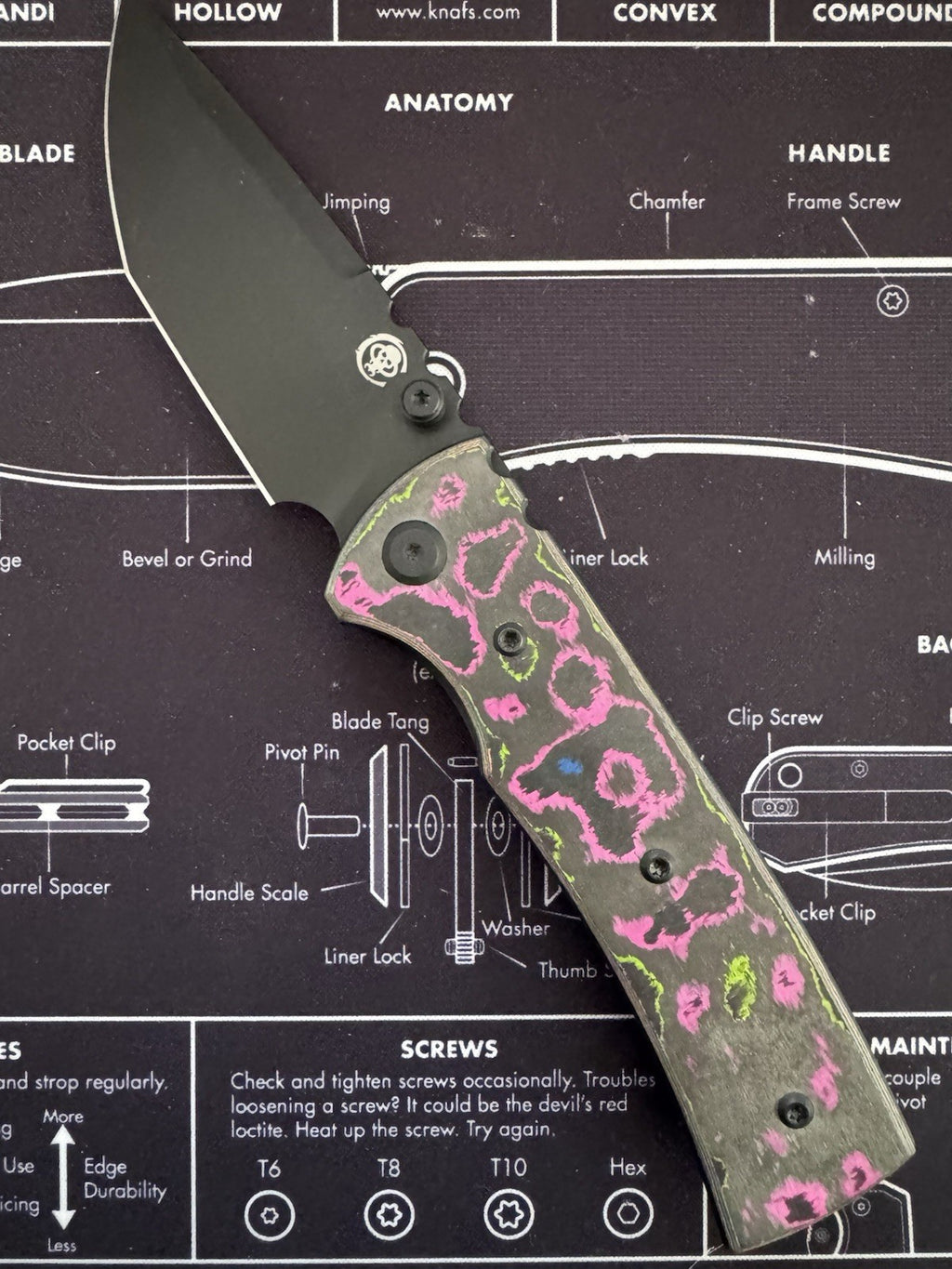 Chaves Knives Redencion 229 Folding Knife 3.5" Elmax Steel 80's Camo Glow Carbon