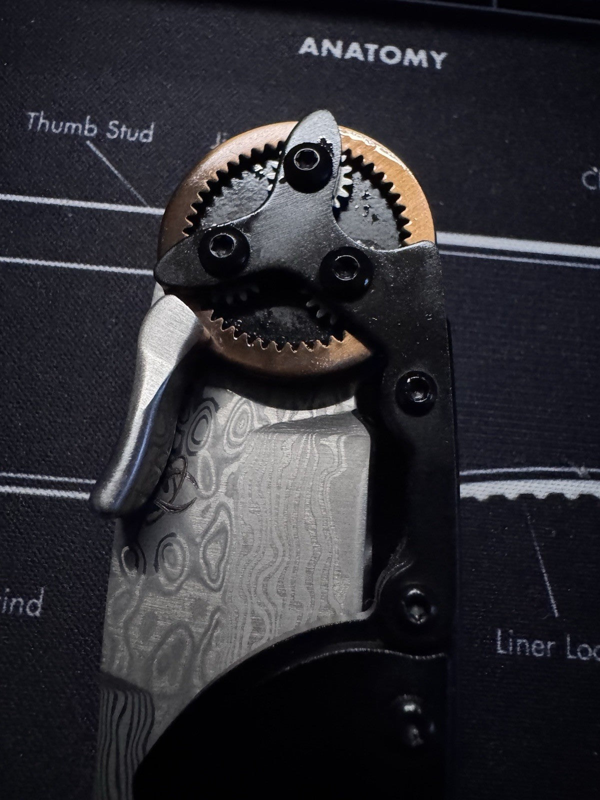 Mantis GH2027DP G&G Hawk Designs Gearhead Folding Knife 2.875" Damascus Drop