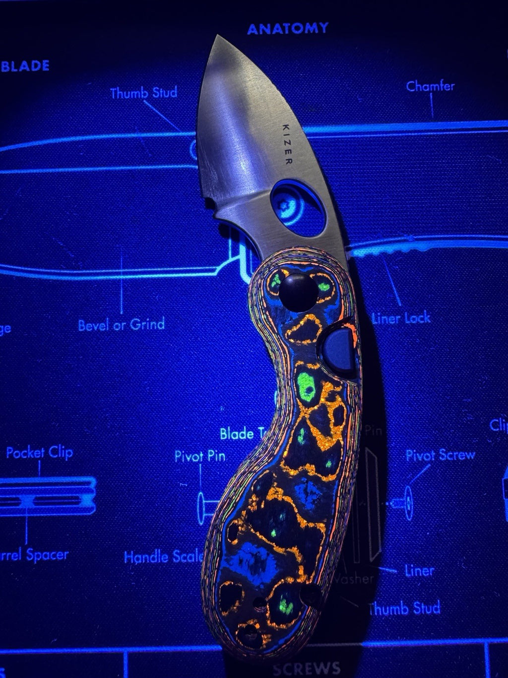 Kizer Microbe 80s Camo Carbon Fiber Folding M390 Pocket Knife 2742A1