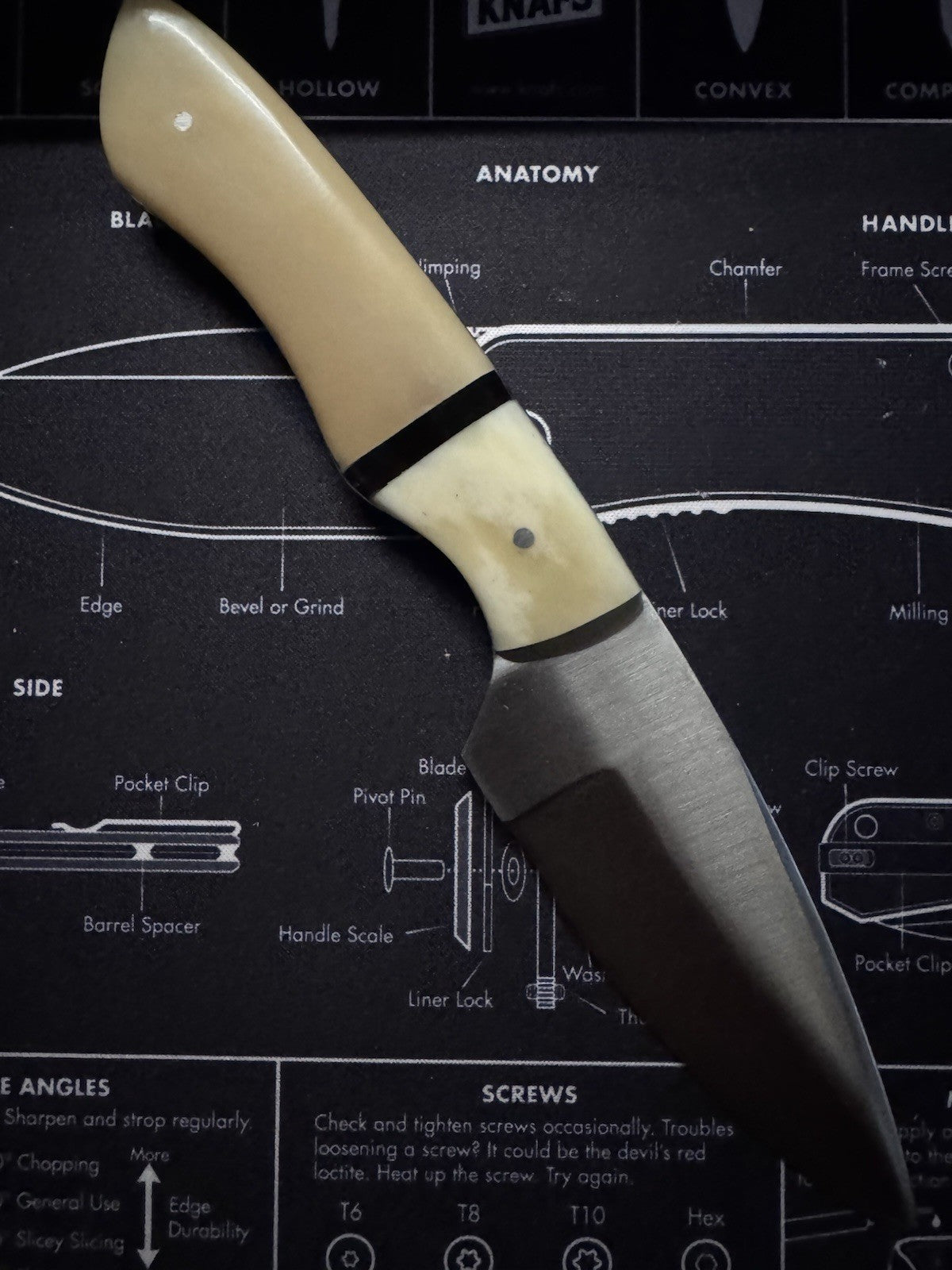 970 BladeWorks Handmade Hand Forged Hunting Knife Bone Handle w/ Cross Sheath