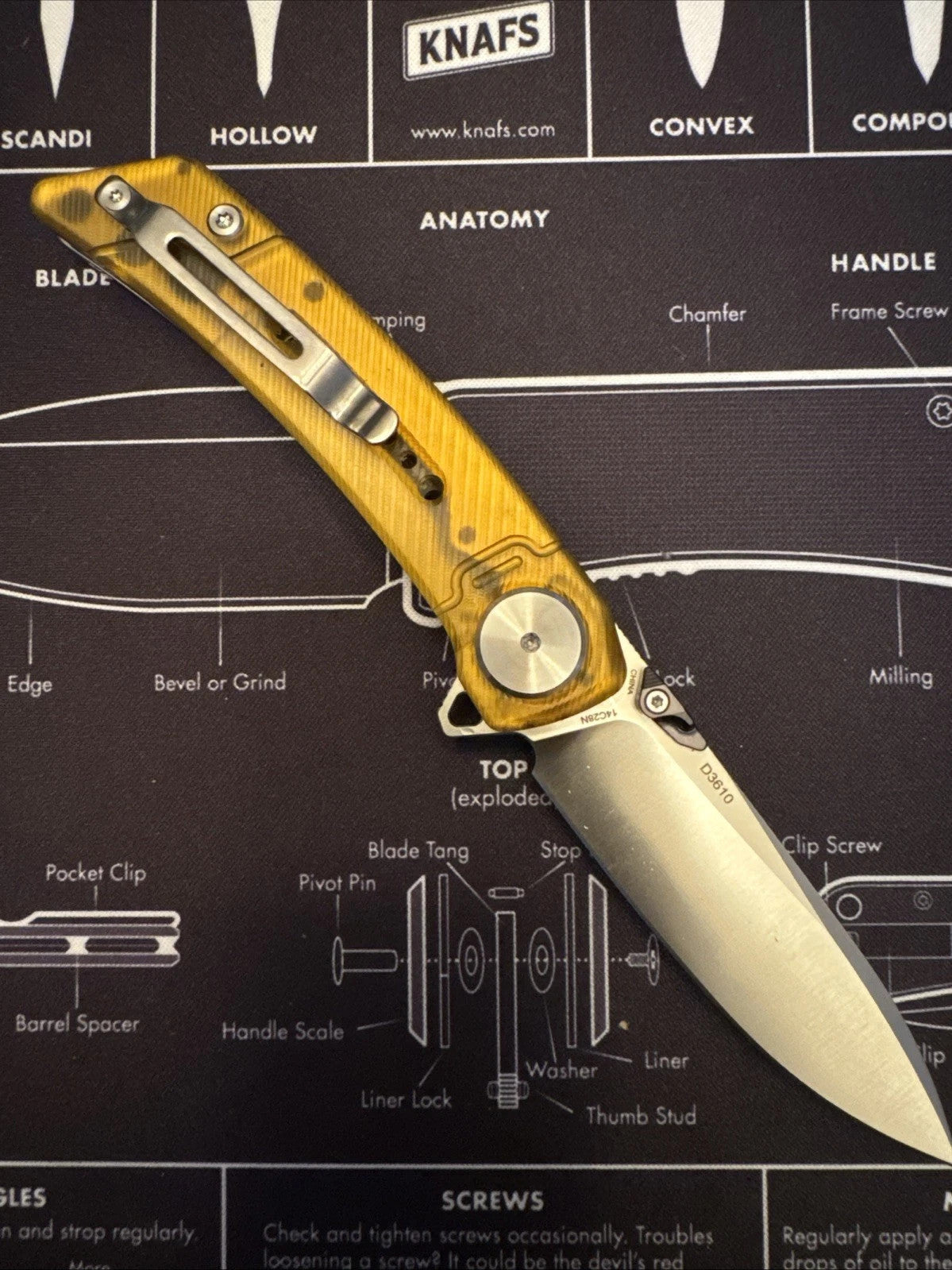 Dreamtech, Liner Lock, Yellow PEI Handle, 14C28N Blade, D3610PY