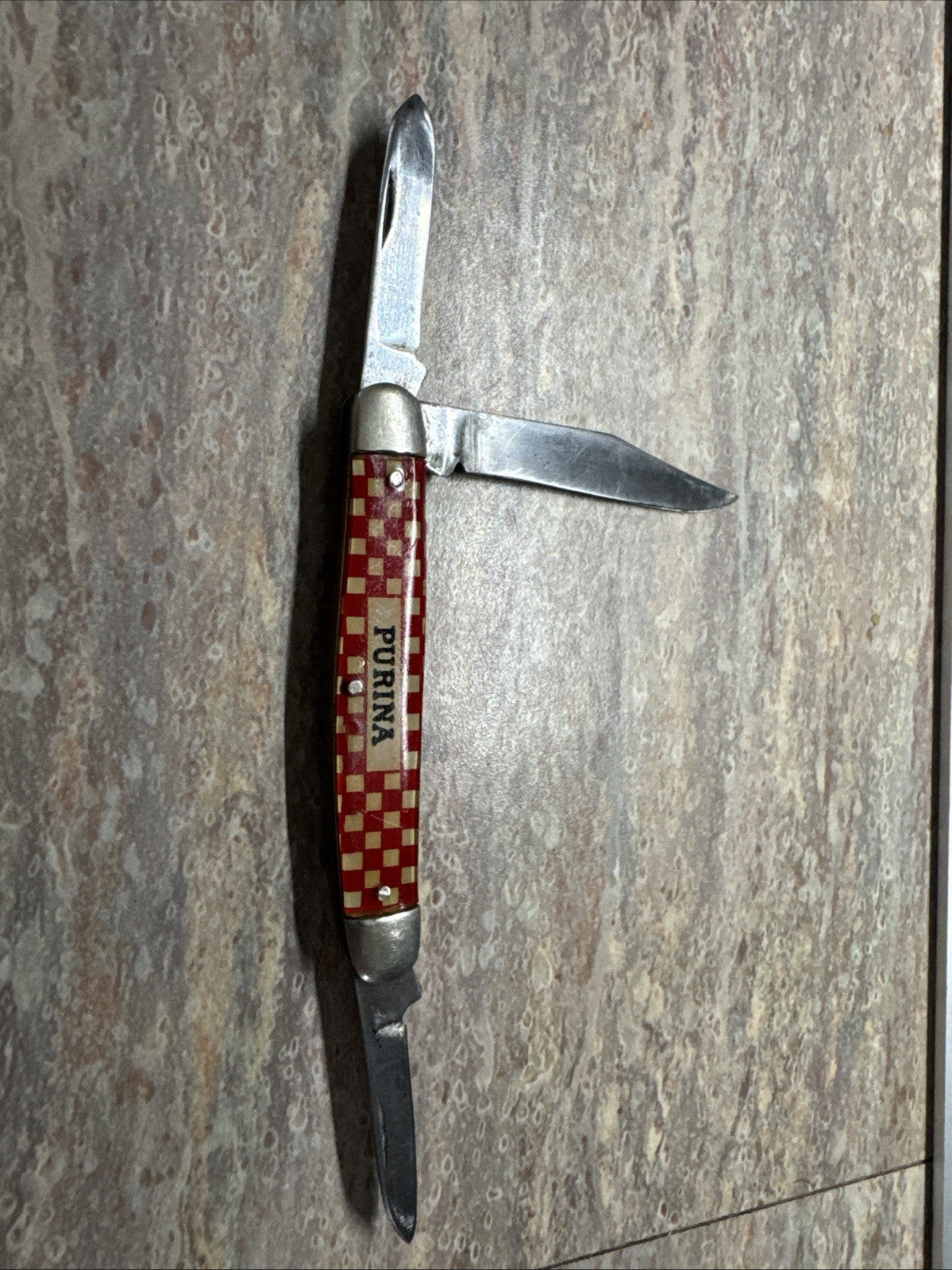 Kutmaster Purina Pocket Knife Folding Three Blade Vtg Advertising Utica NY USA