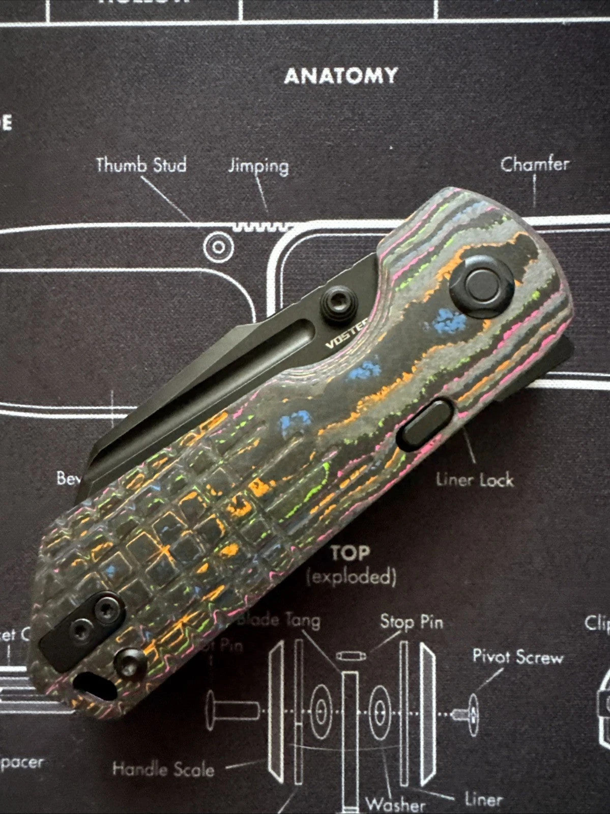 Vosteed Hedgehog - 80s Camo Carbon - Black Stonewash M390 - BR OP Exclusive