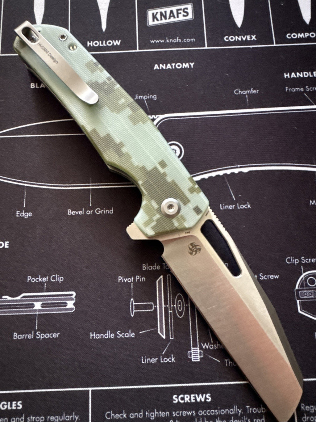 Kubey RDF Button Lock Folding Knife Camo G10 Handle AUS-10 Spear Point KU316C
