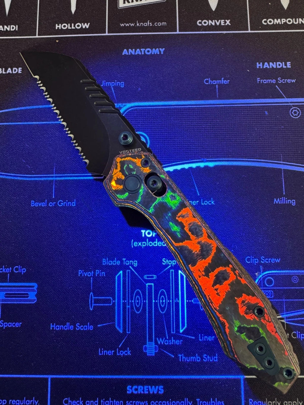 Vosteed Mini RSKAOS 80s Camo Carbon M390 BROP Br-op Exclusive Teeth!