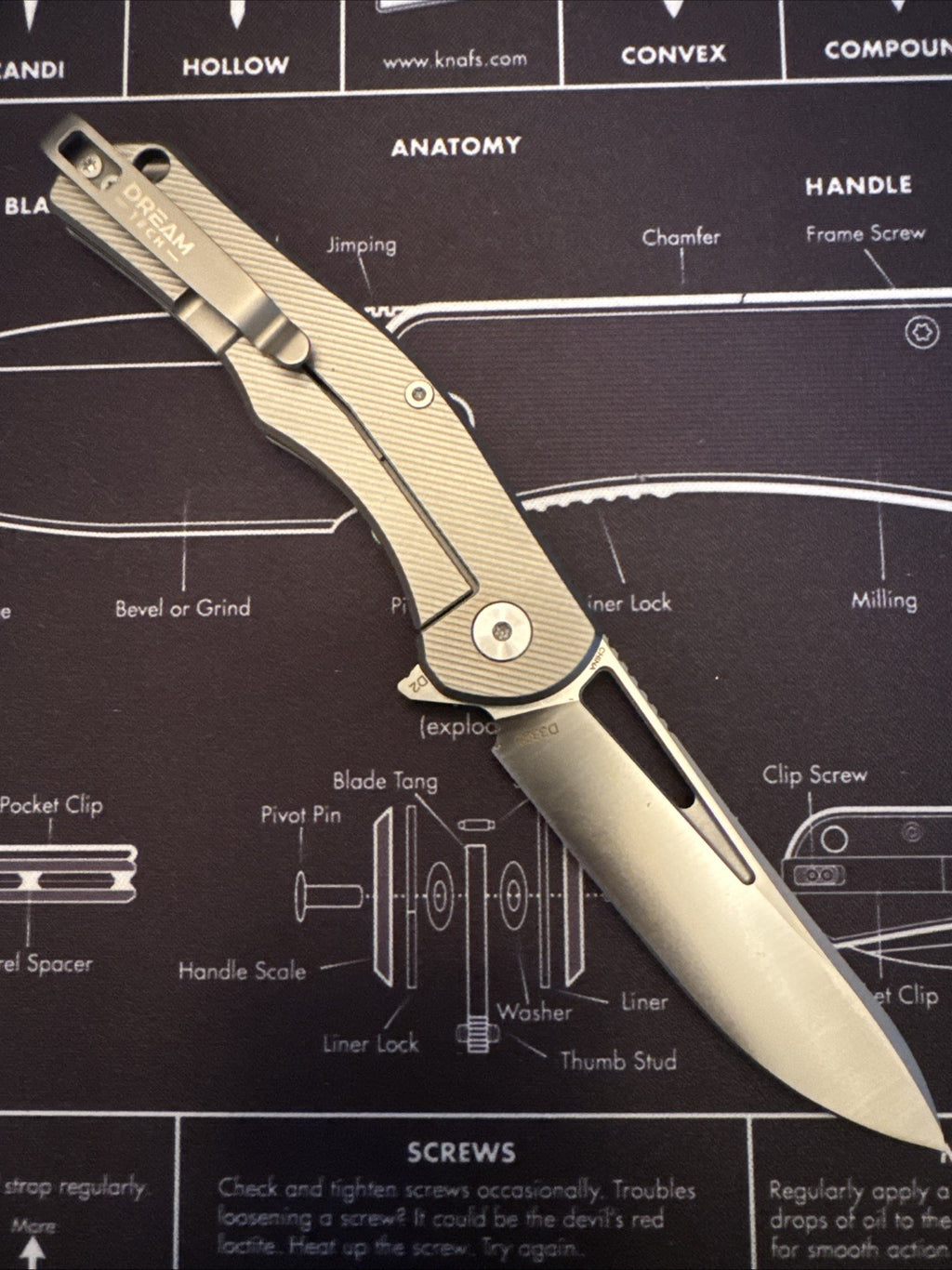 Dreamtech Liner Lock, TITANIUM Handle, D2 Blade, Model D3398TG, Silver