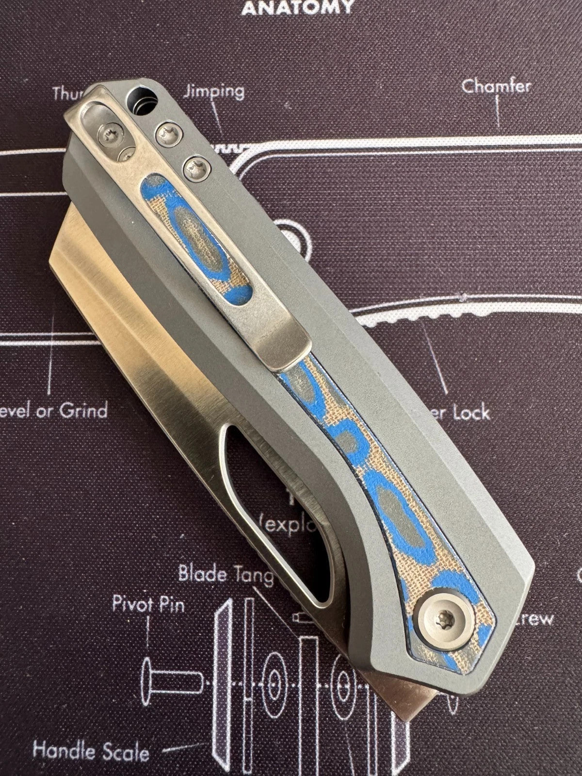 Vosteed Kroc S35VN Blade with Aluminum and Ocean Micarta Handle