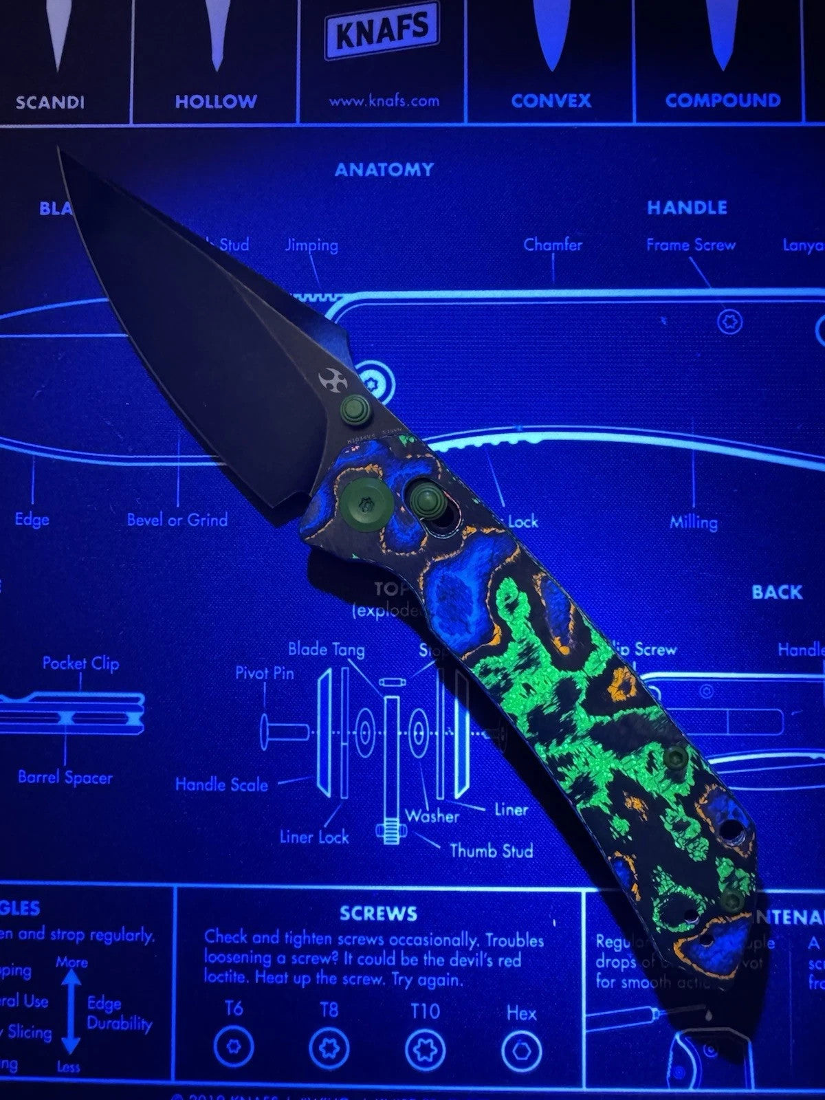 KANSEPT Fenrir Crossbar Knife 80S Camo Carbon Fiber Handle (3.48'' CPM S35V