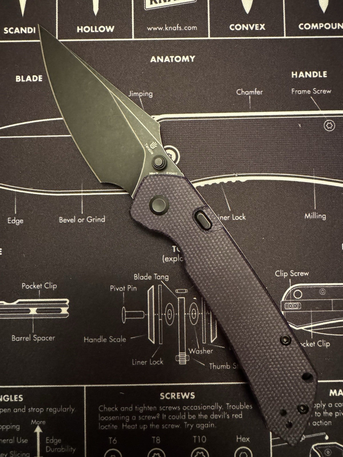 Tenable Fenrir Button Knife Purple Micarta Nitro V Blade Manual