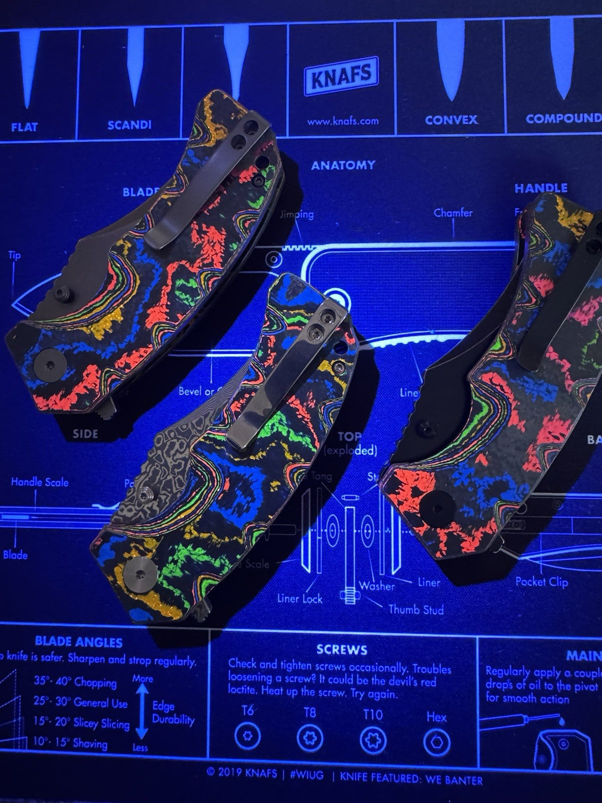 Ground Zero Set Of 3 Knives -  80s Camo Carbon