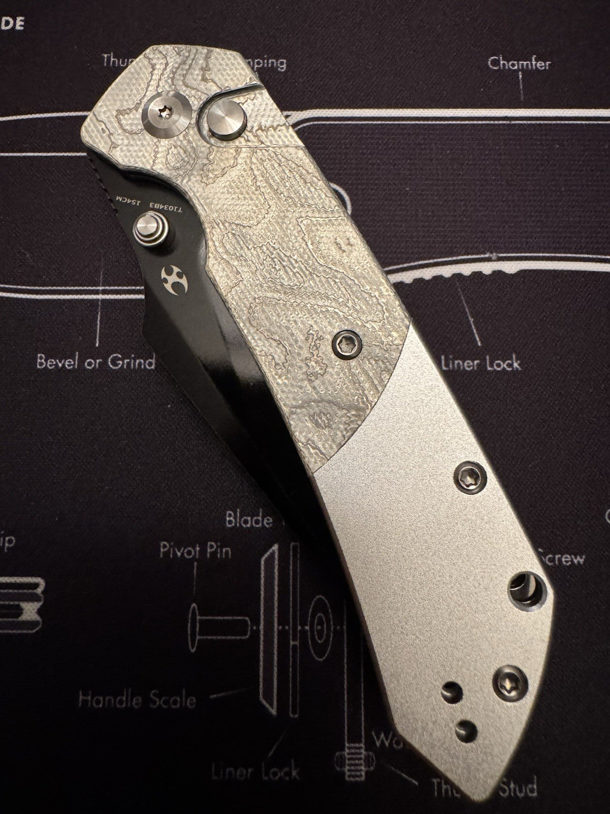 KANSEPT Fenrir Button Lock G-10 with Aluminum Foil Handle