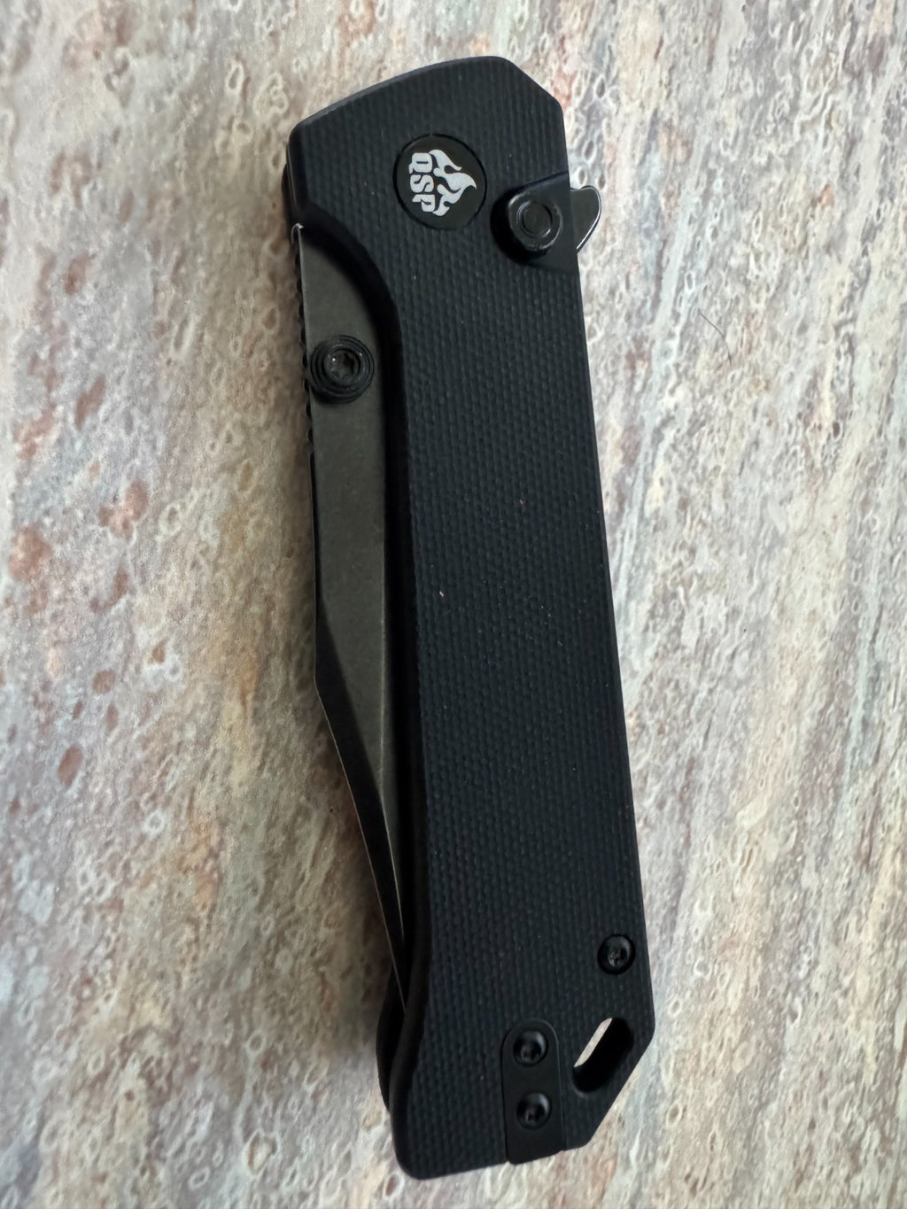 New QSP Knife Grebe Button Lock Black G10 QS147C2