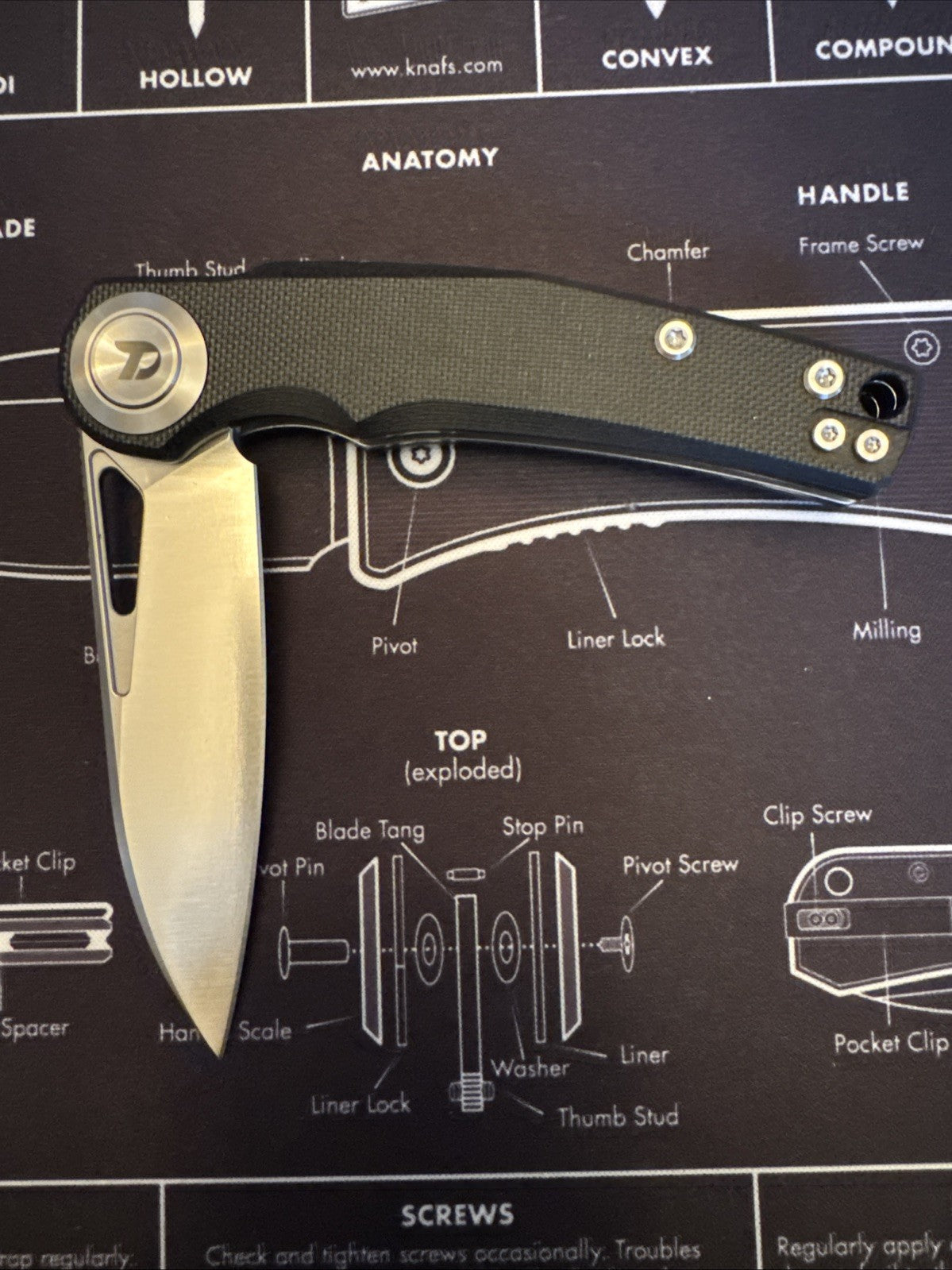 Dreamtech Button Lock, D4130GB, G10 Handle, D2 blade, Black