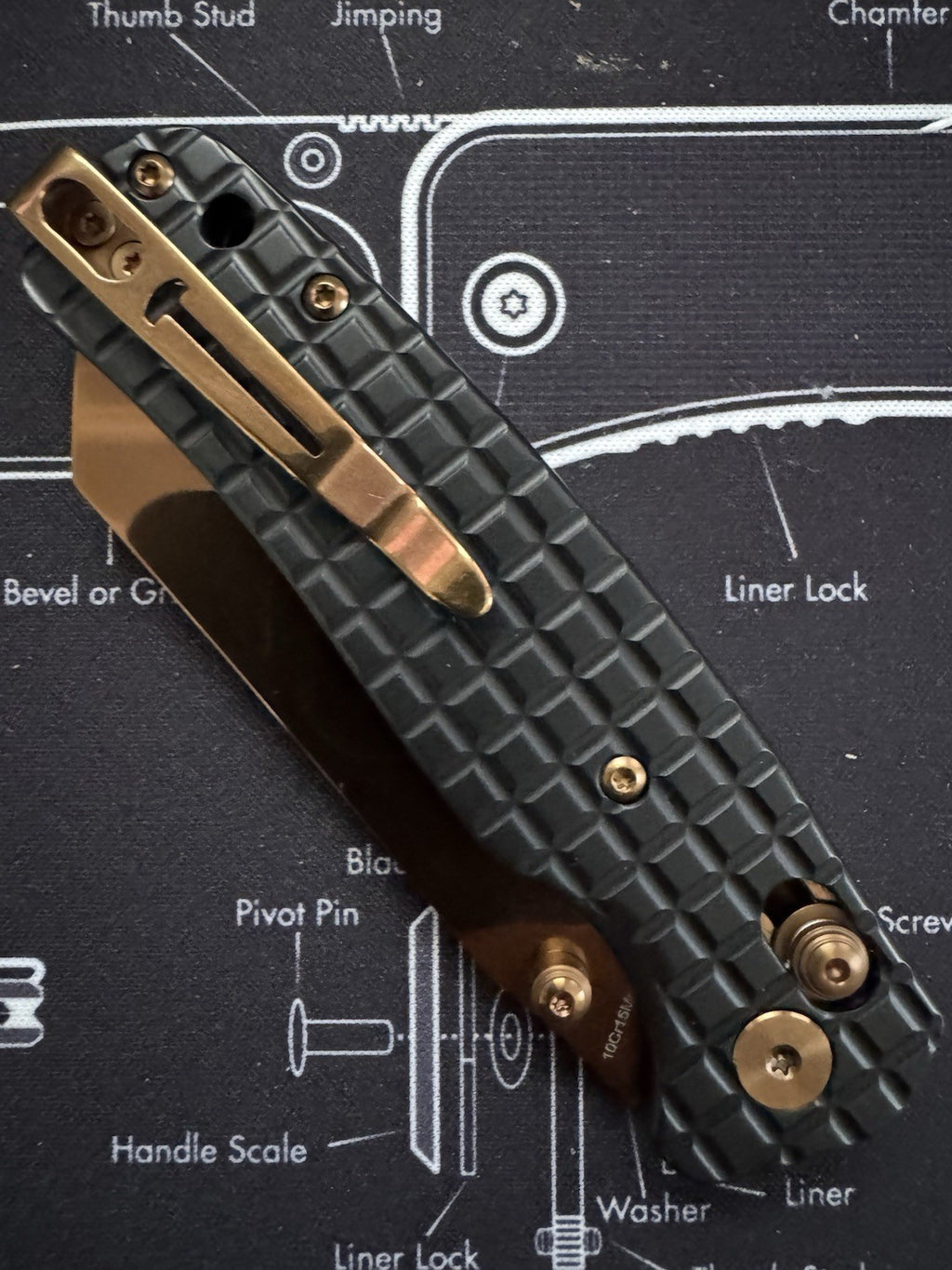 Cicada's Wing Bar Lock Knife Frag Pattern Black Stainless 10CR15MOV Copper Blade