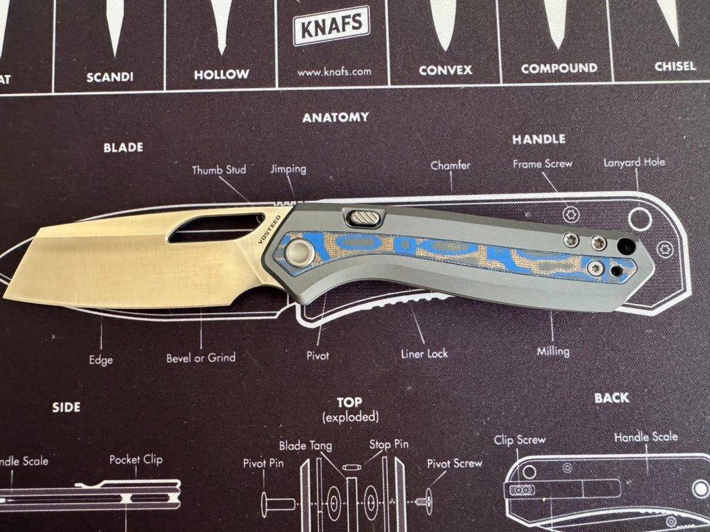 Vosteed Kroc S35VN Blade with Aluminum and Ocean Micarta Handle