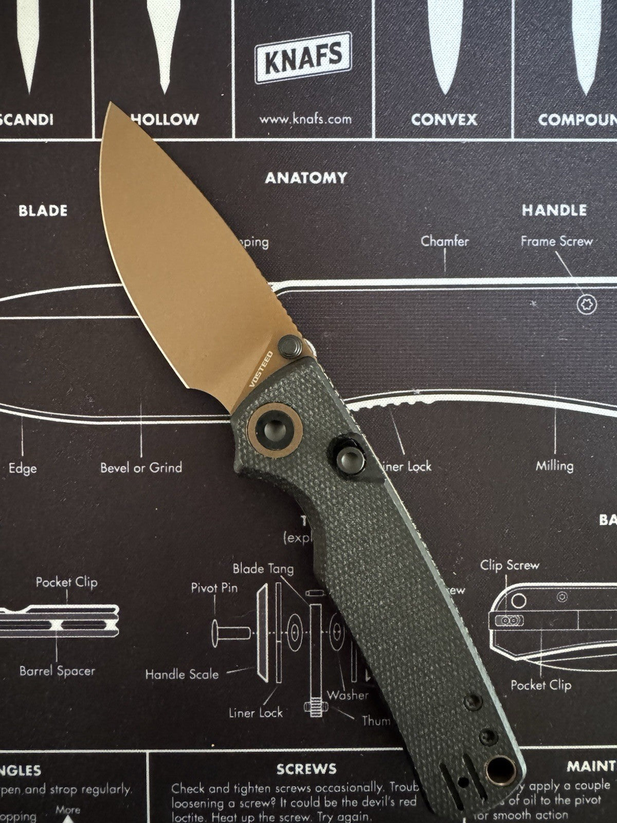 Porcupine - EDC Pocket Knife, 2.99’’ 14C28N Steel Copper Dune Blade, Top Liner