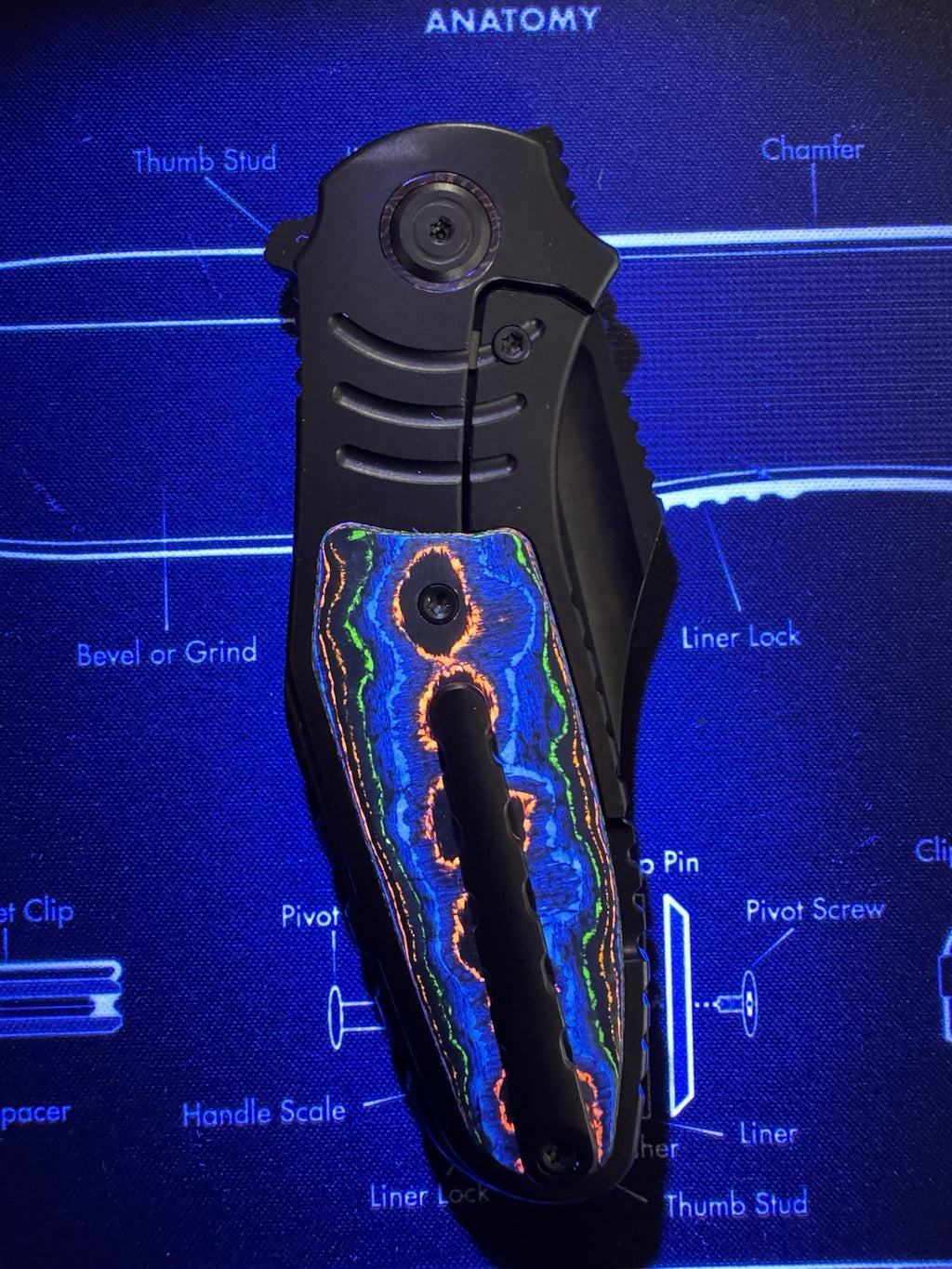 Kubey Stroller - DLC Ti Frame w/ Timascus Pivot - 80s Camo Carbon Inlays - 20CV