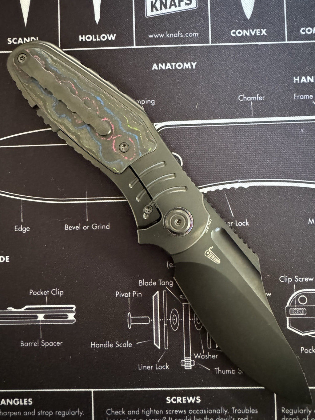 Kubey Stroller - DLC Ti Frame w/ Timascus Pivot - 80s Camo Carbon Inlays - 20CV
