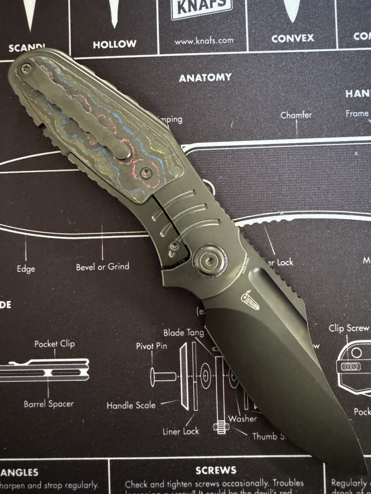 Kubey Stroller - DLC Ti Frame w/ Timascus Pivot - 80s Camo Carbon Inlays - 20CV