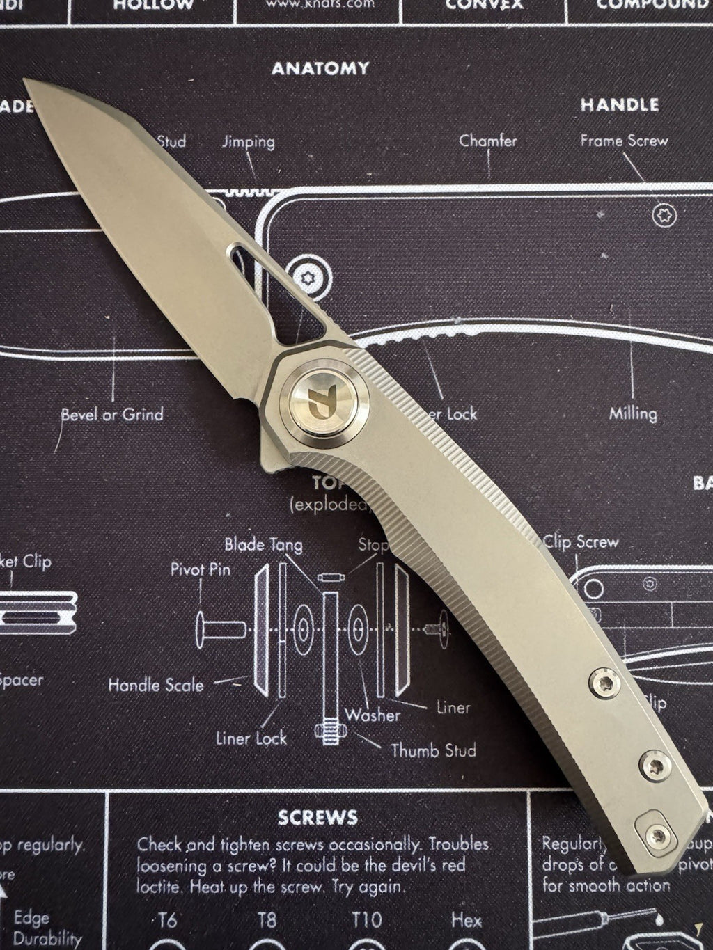 DREAMTECH Titanium Handle Button lock system M390 Knife D4281G