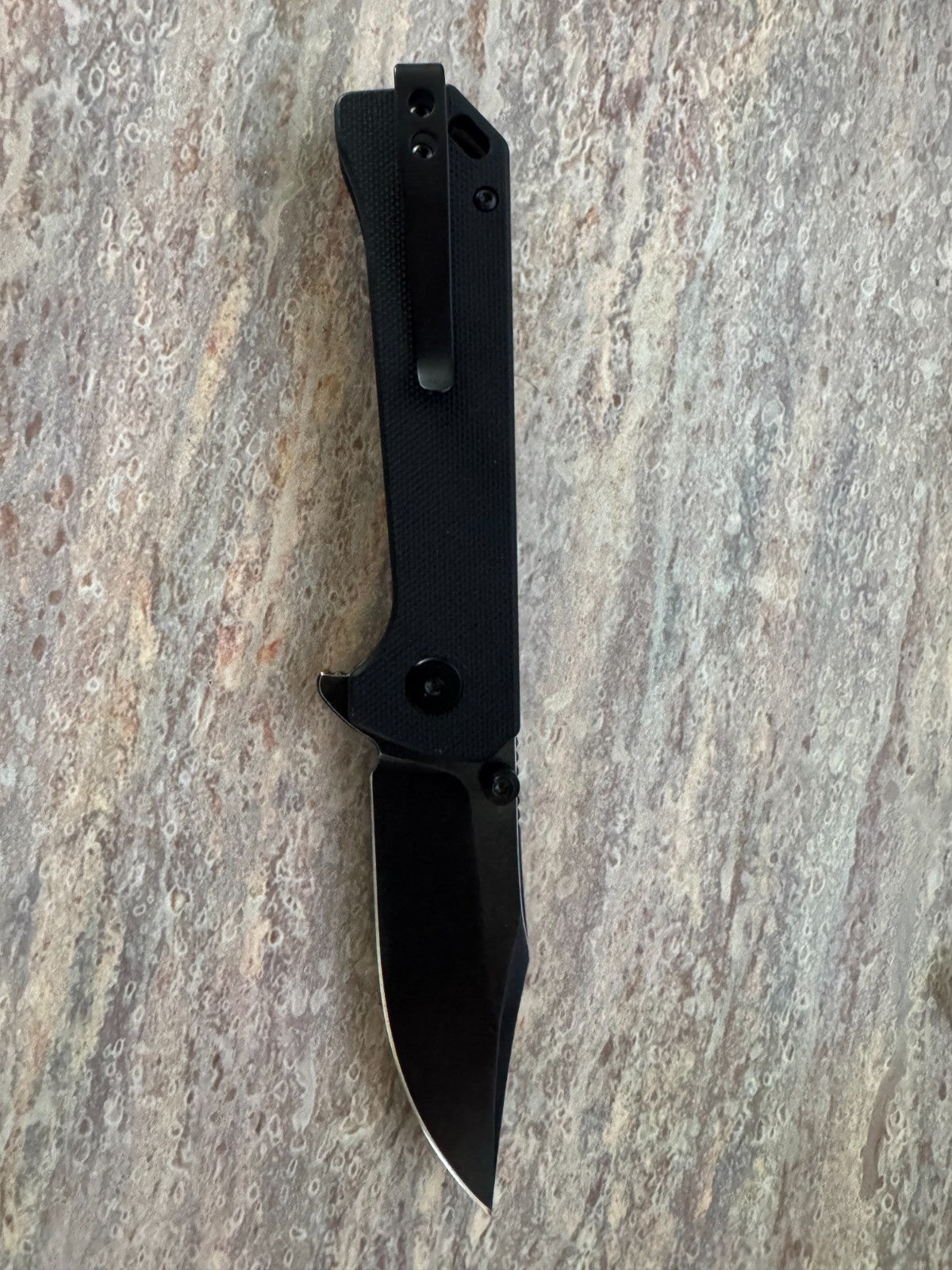 New QSP Knife Grebe Button Lock Black G10 QS147C2