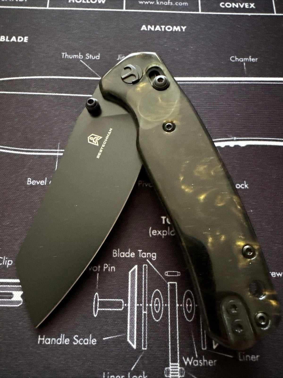 Bestechman Cicada's Wing Crossbar Lock Knife Brown Resin (3.15" Black)